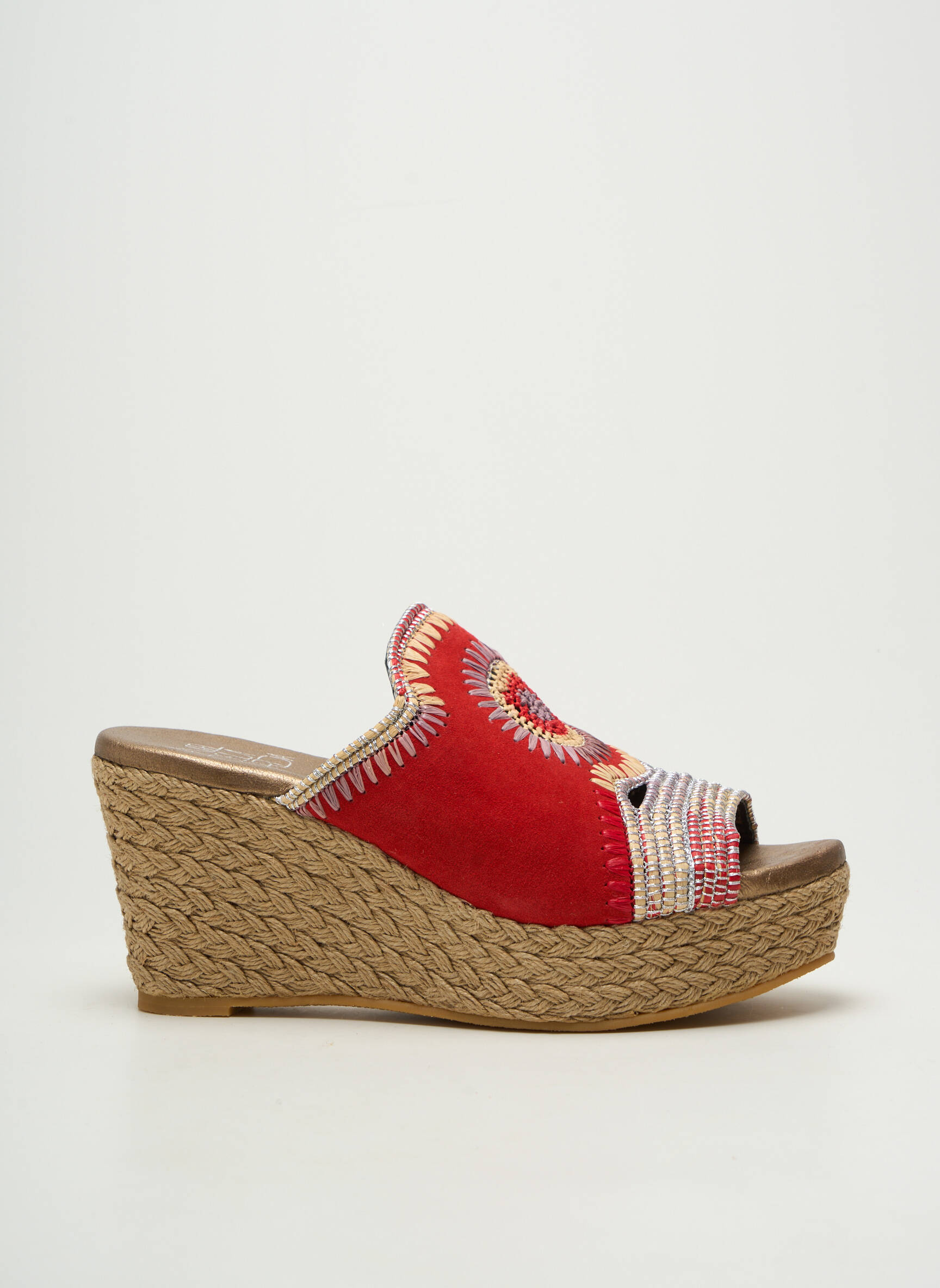 Mule/sabotai satino audinys kulnas nuo 7 iki 9 cm raudona ANGEL DE LA GUARDA moteris