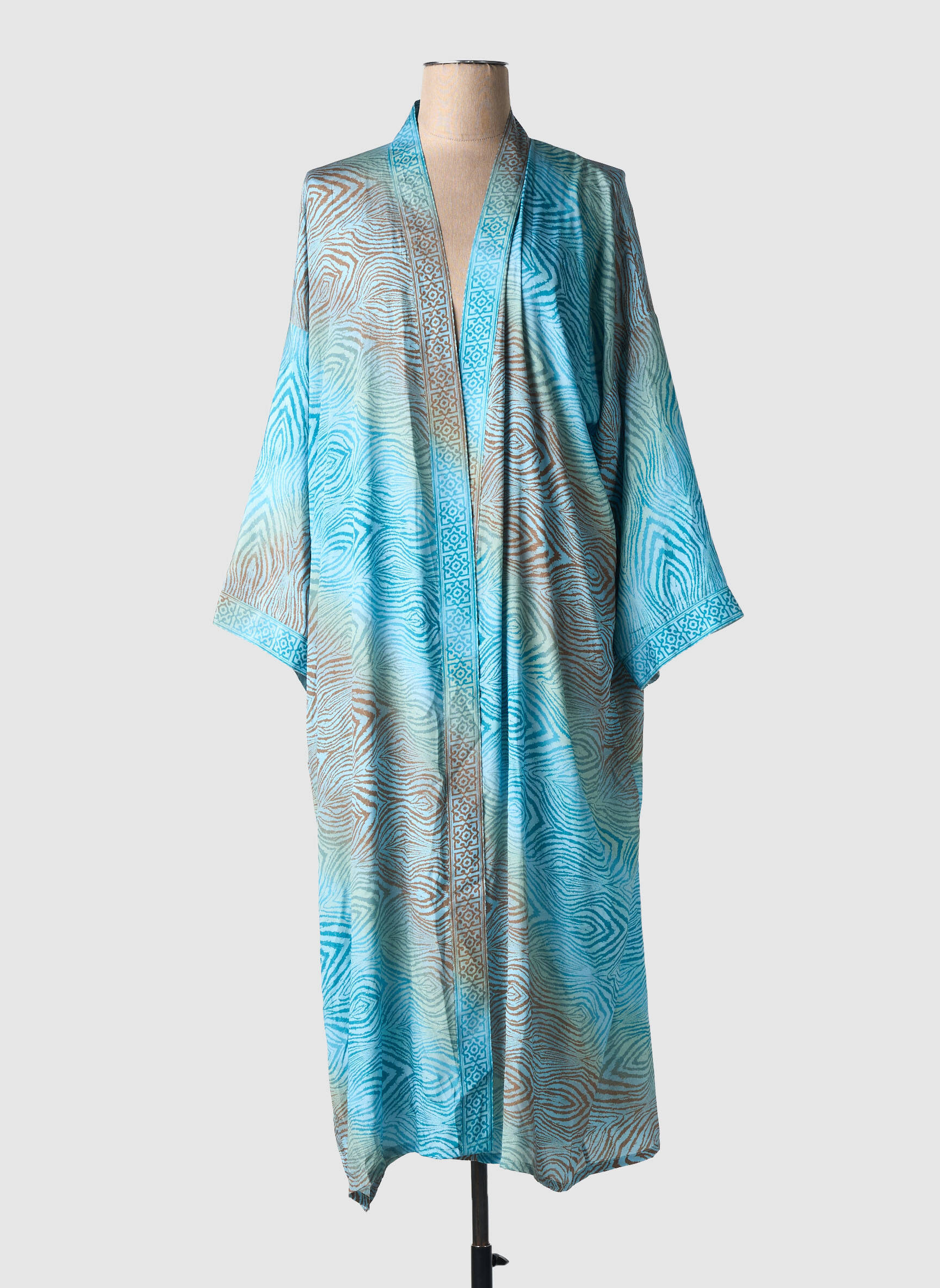 Kimono striukė fantazijos raštas mėlyna LAUREN VIDAL moteris