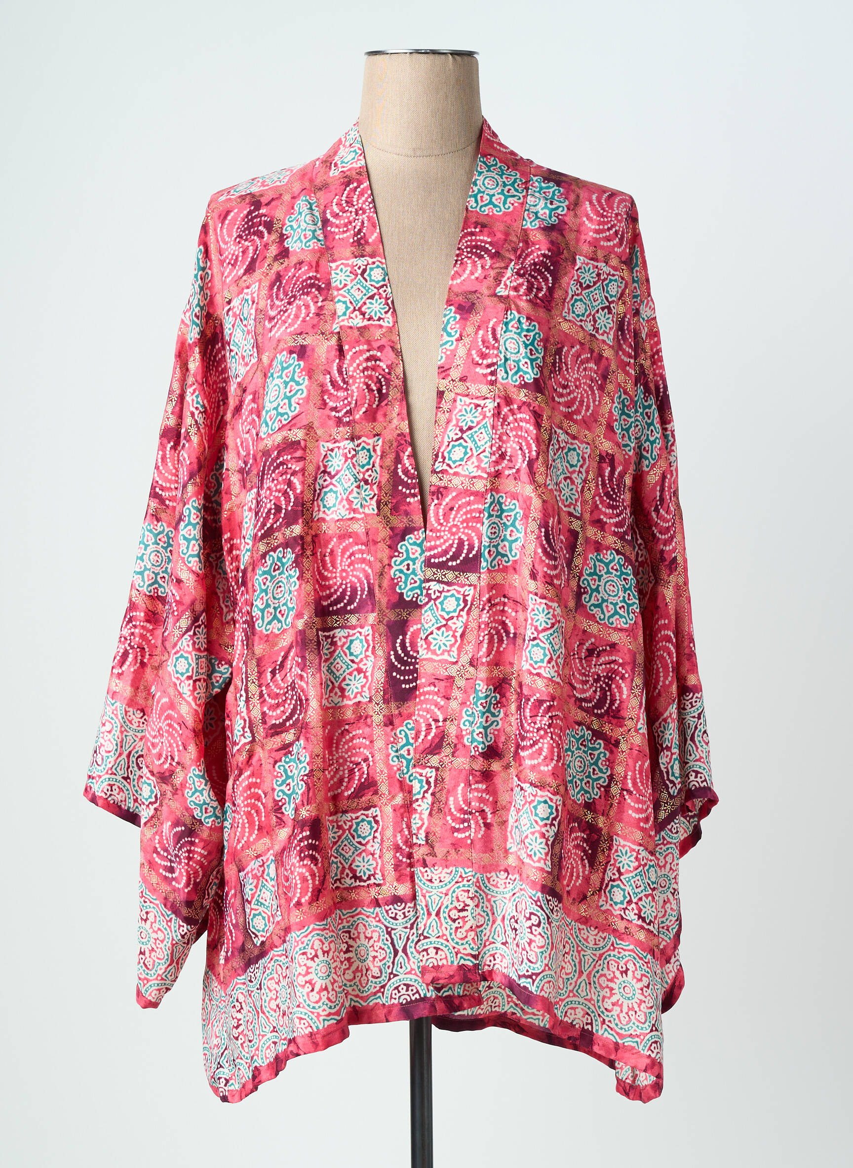 Kimono striukė fantazijos raštas rožinė LAUREN VIDAL moteris