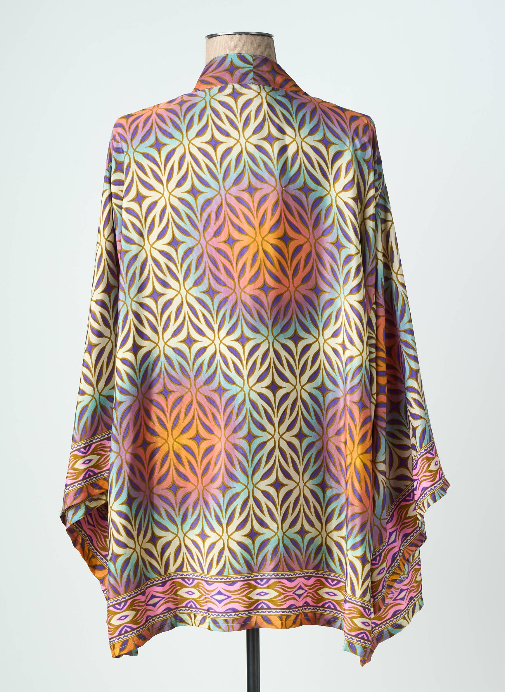 Kimono striukė fantazijos raštas mėlyna LAUREN VIDAL moteris