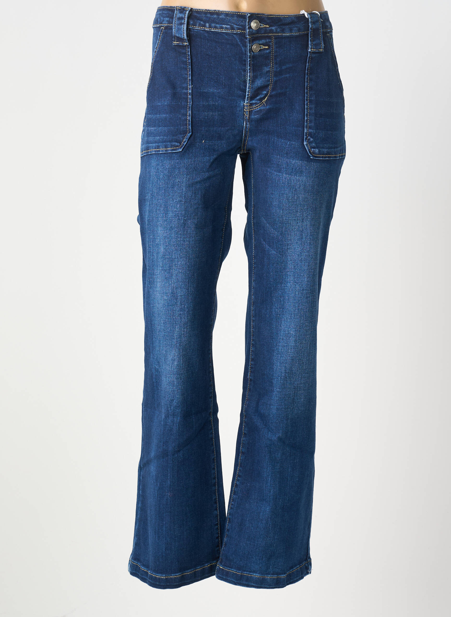 Flare tipo džinsai uždarymas su užtrauktuku po mygtuku uždengimu tamsiai mėlyna PLACE DU JOUR moteris