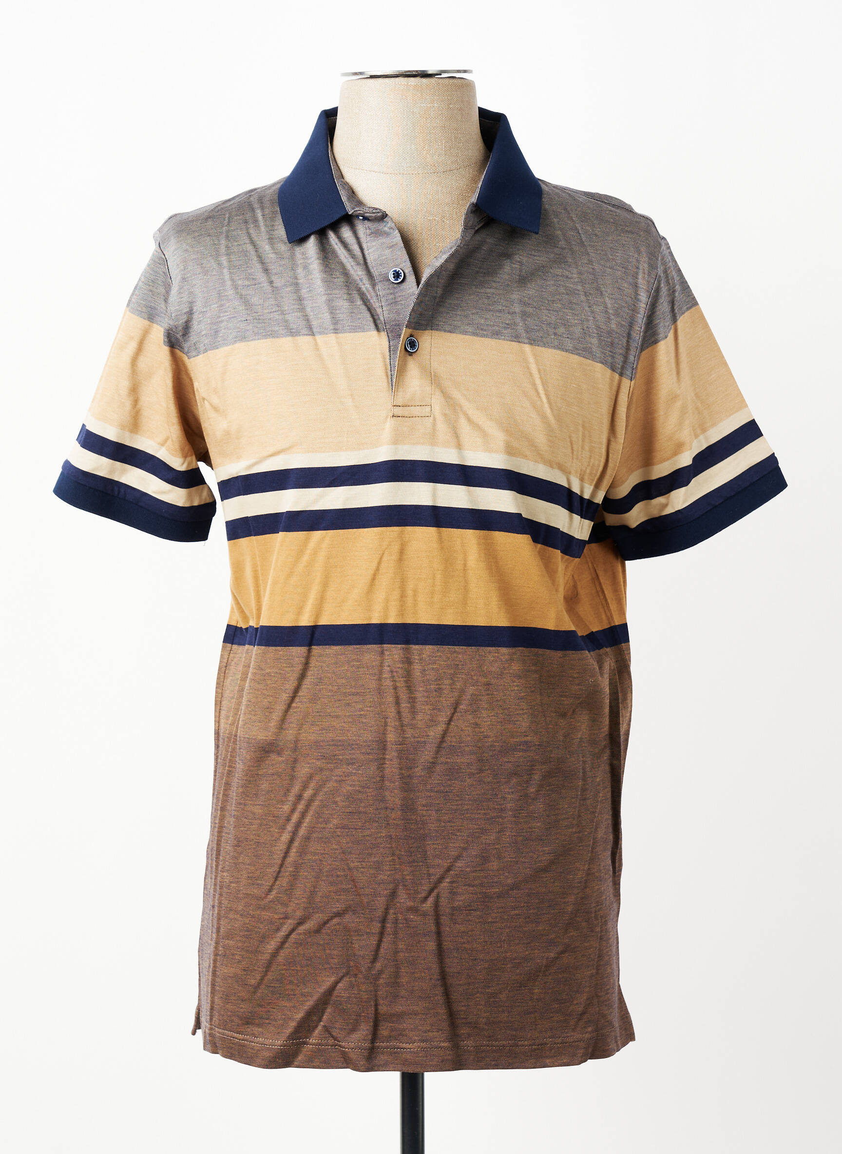 Polo jersey audinys trumpas rankovės rudas REVER MILE vyras