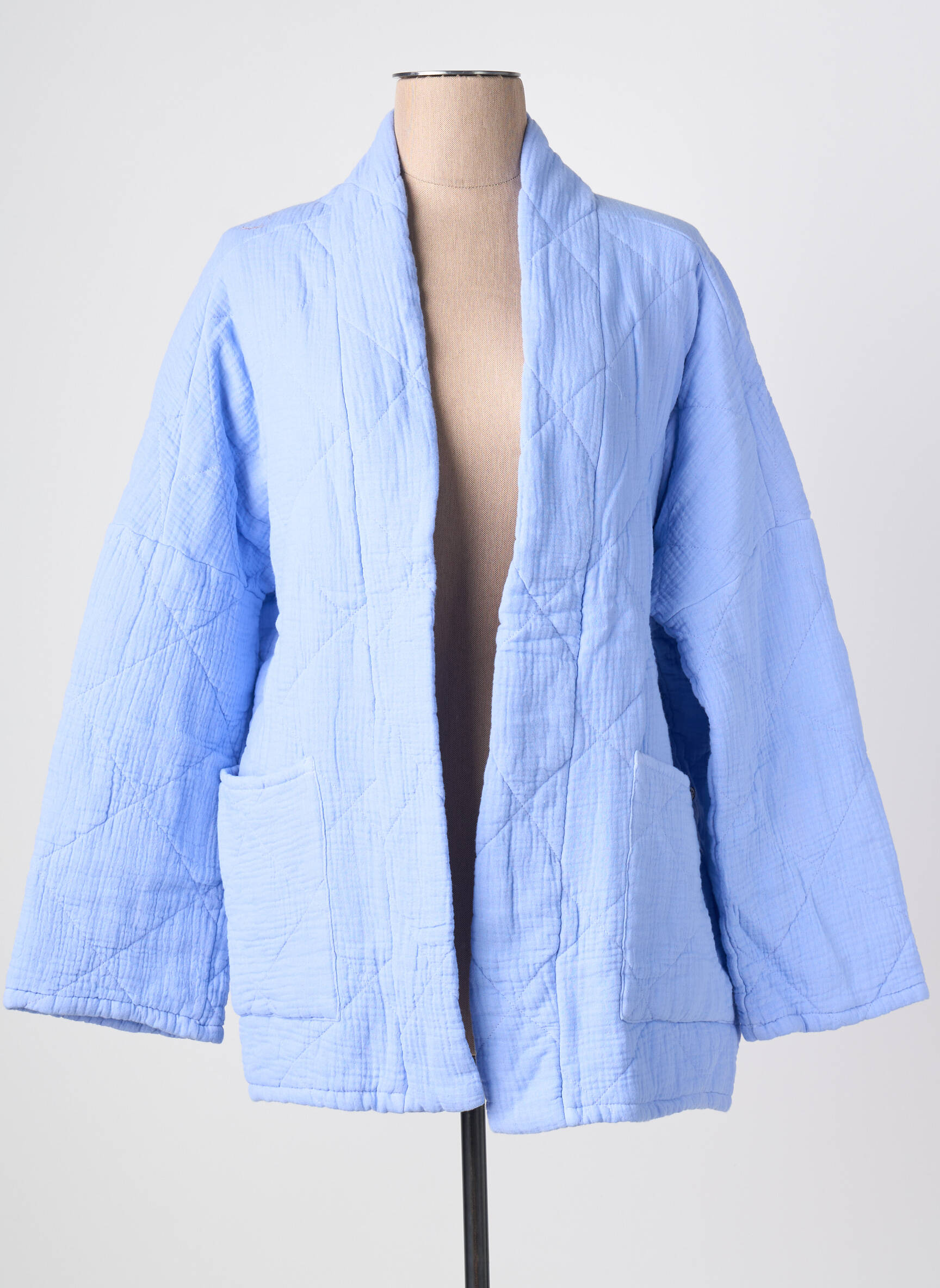 Kimono striukė ilgos rankovės mėlyna DANEFAE moteris