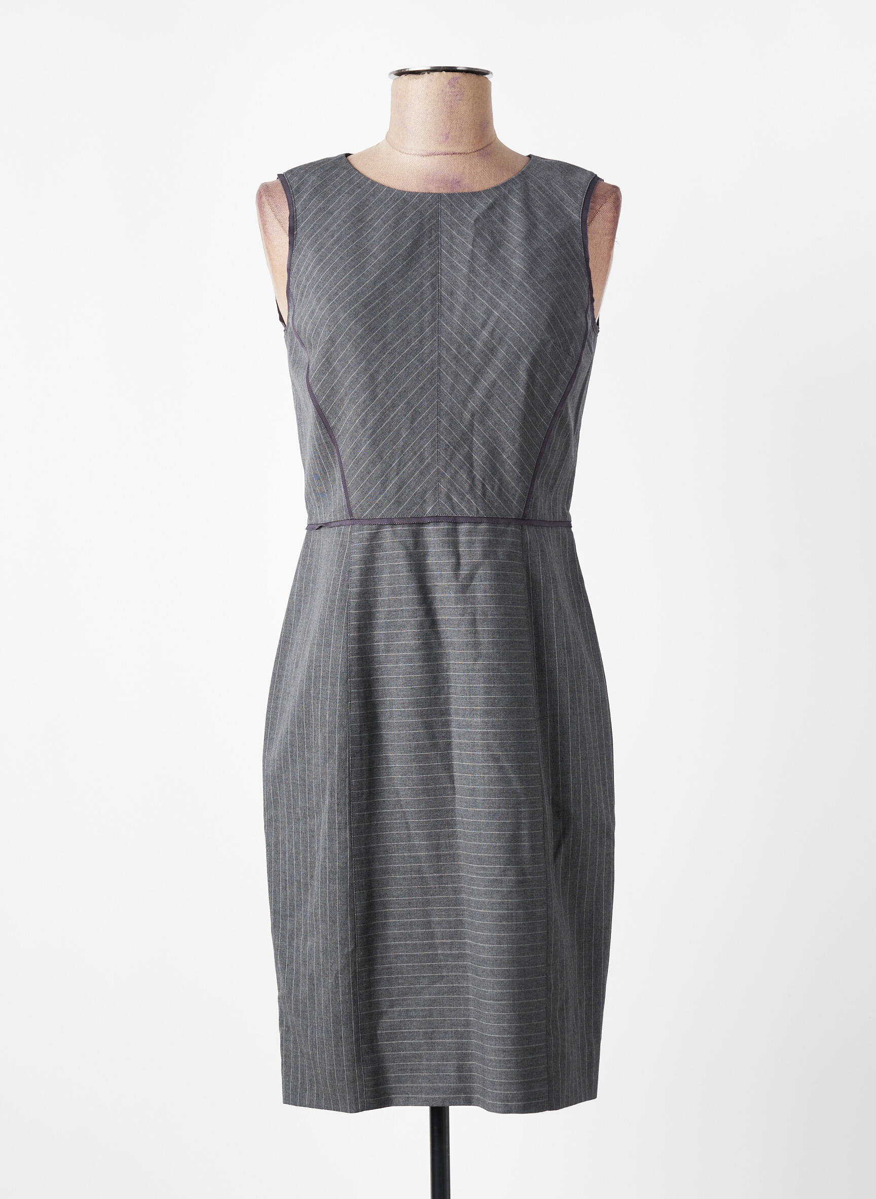 Pusilgių suknelė be rankų be rankų pilka BROOKS BROTHERS moteris