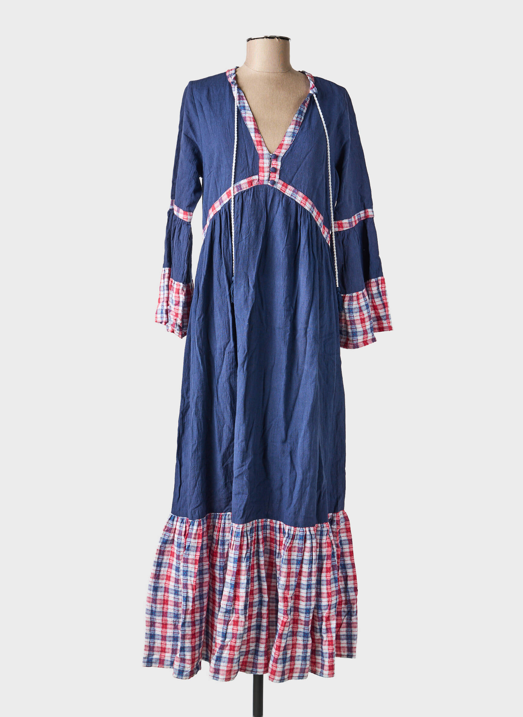 Ilga suknelė išplatėjusi kirpimas 3/4 rankovės mėlyna RHUM RAISIN moteris