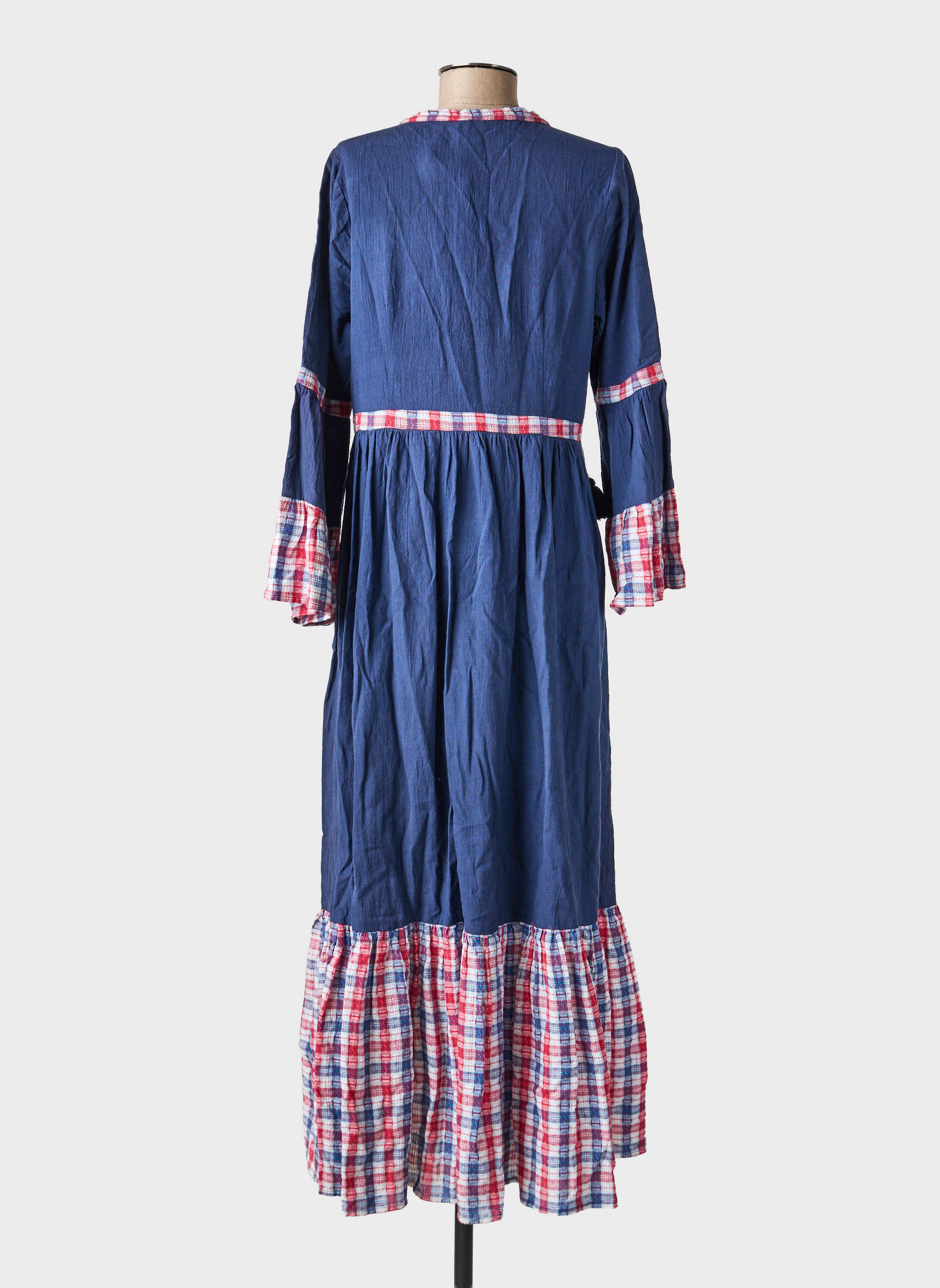Ilga suknelė išplatėjusi kirpimas 3/4 rankovės mėlyna RHUM RAISIN moteris