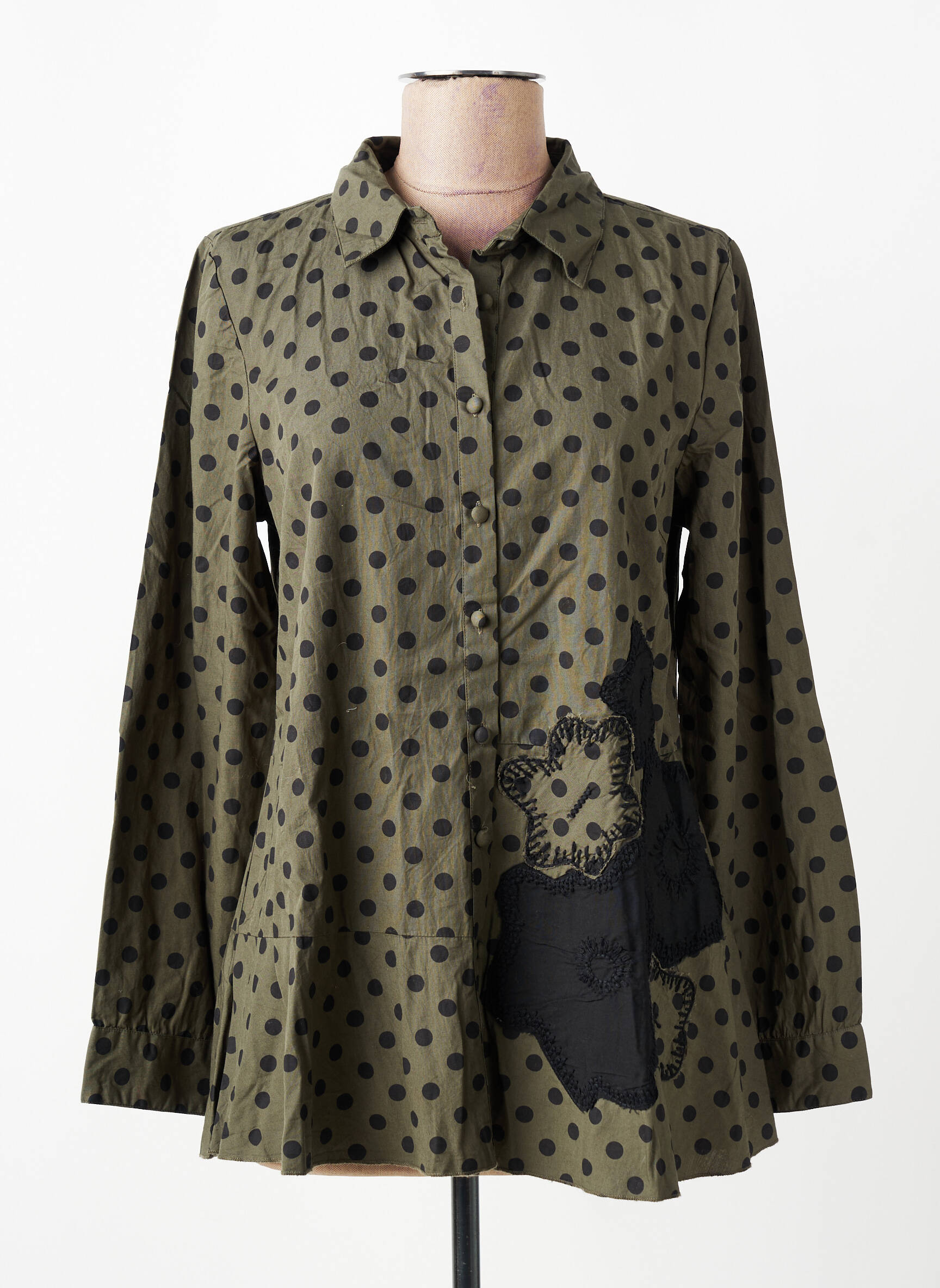 Ilgų rankovių tunika marškinių apykaklė žalias RHUM RAISIN moteris