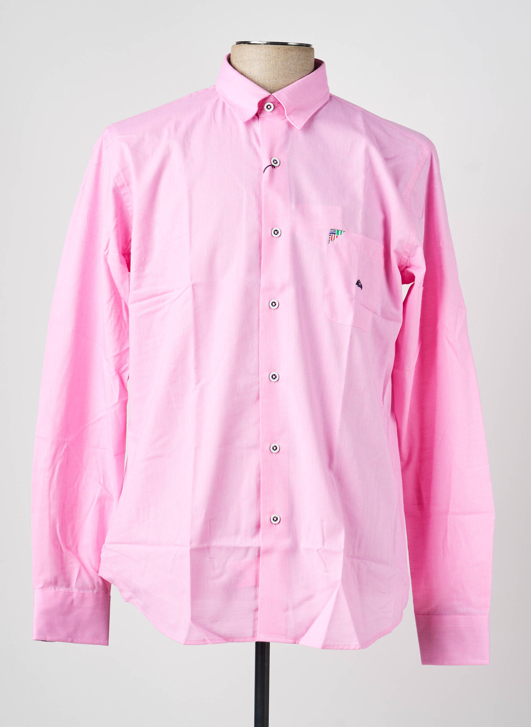 Ilgomis rankovėmis marškinys kišenės rožinė DARIO BELTRAN vyras