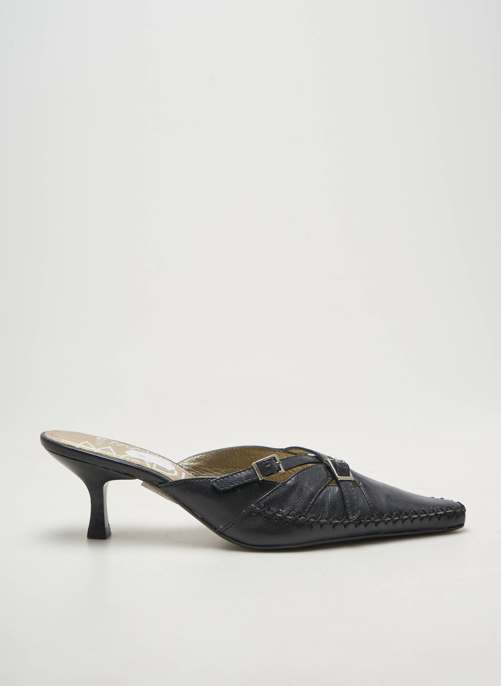 Mule/sabotai satino audinys kulnas nuo 4 iki 6 cm juodas MADISON moteris