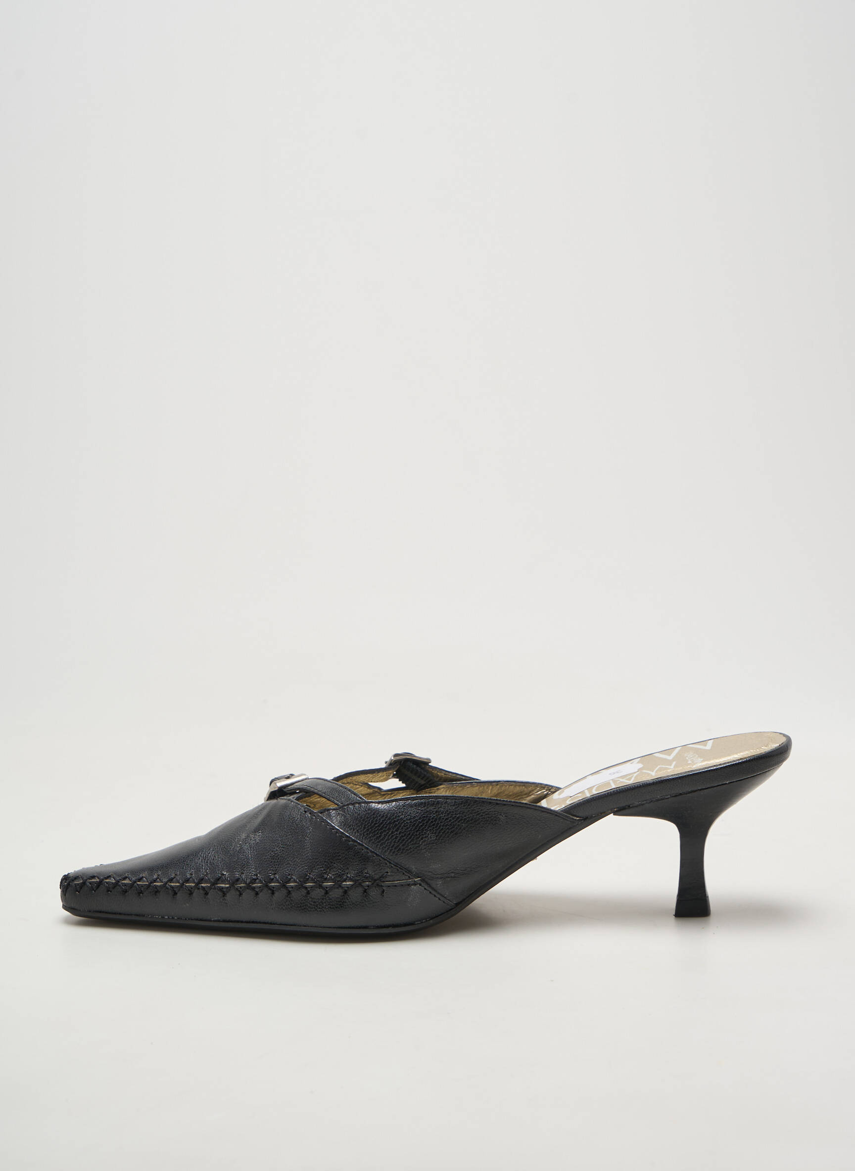 Mule/sabotai satino audinys kulnas nuo 4 iki 6 cm juodas MADISON moteris