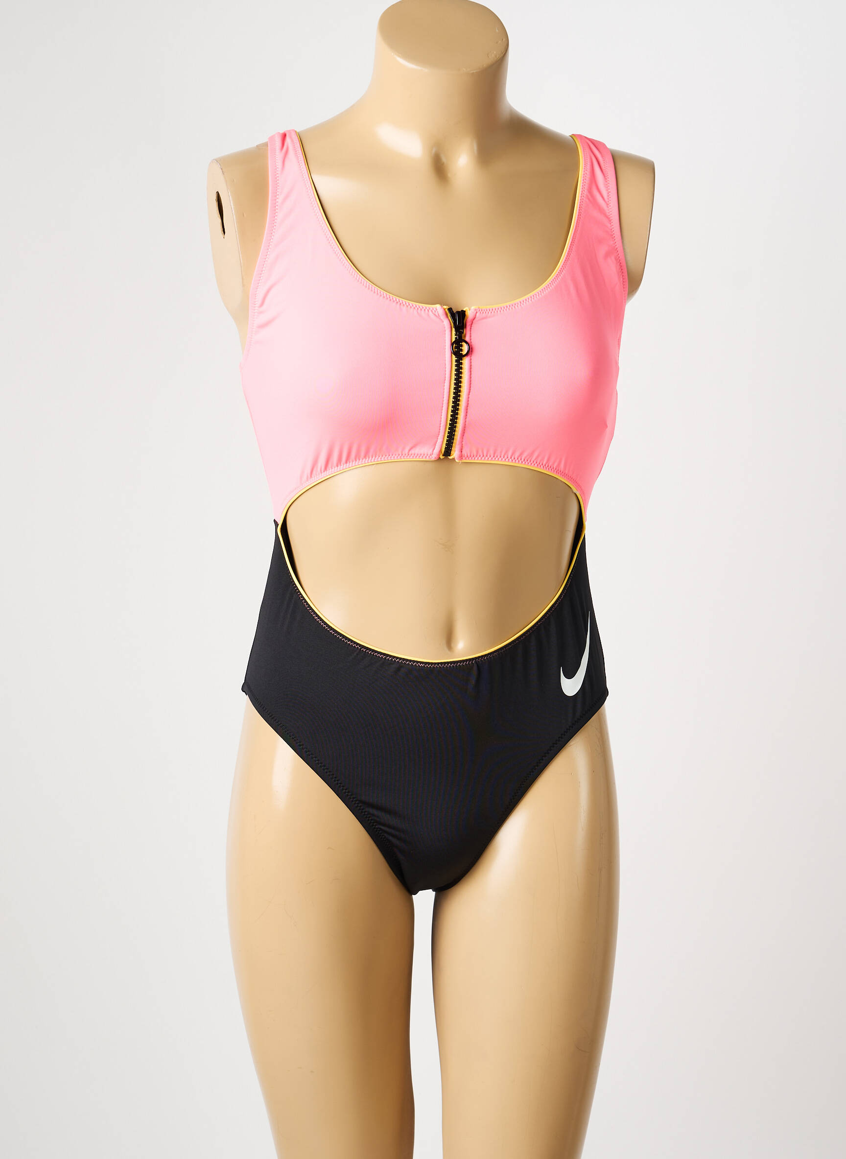 Vienos dalies maudymosi kostiumas satino efektas rožinė NIKE moteris