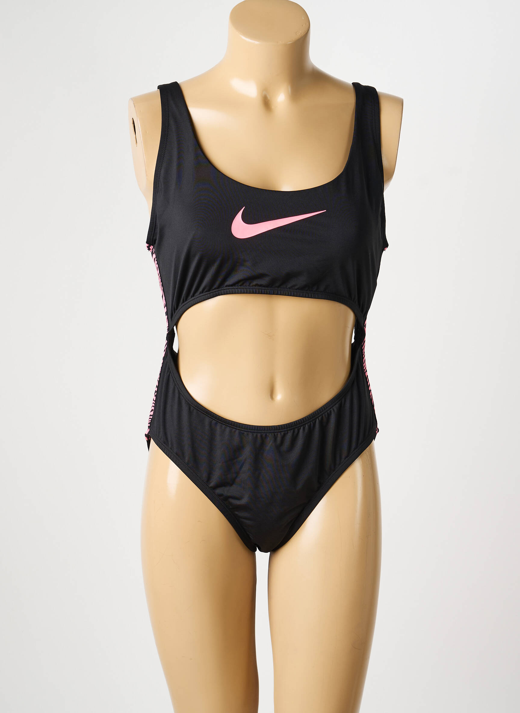 Vienos dalies maudymosi kostiumas satino efektas juodas NIKE moteris