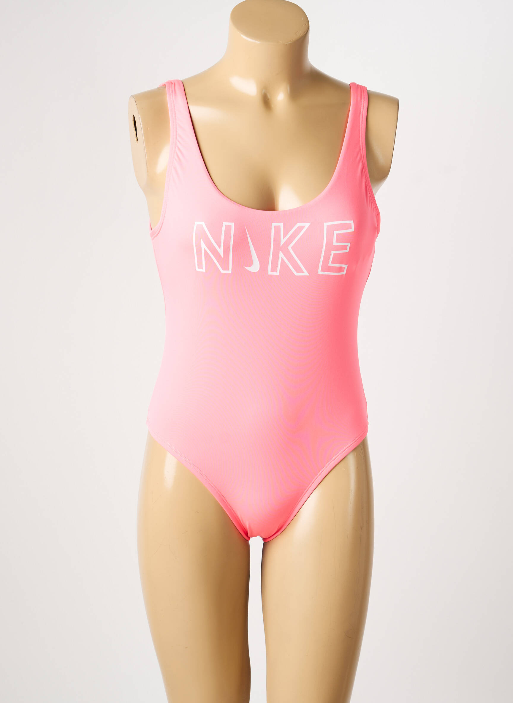 Vienos dalies maudymosi kostiumas satino efektas rožinė NIKE moteris