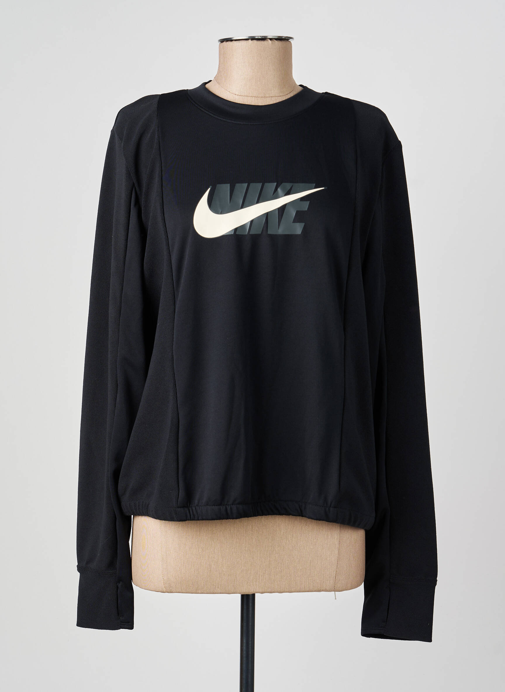 T-marškinys ilgos rankovės ilgos rankovės juodas NIKE moteris