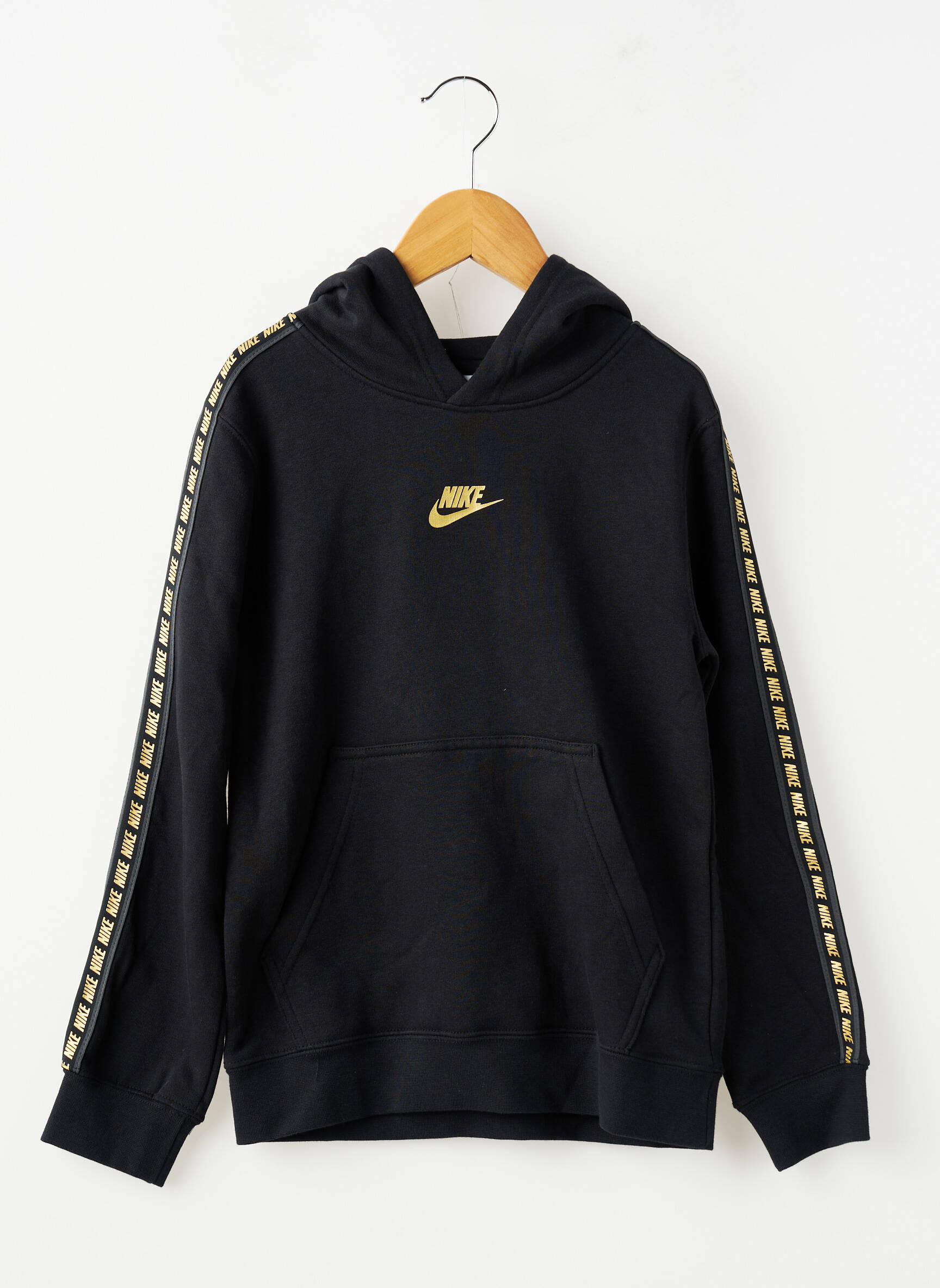 Kapišonas kišenės ilgos rankovės juodas NIKE berniukas