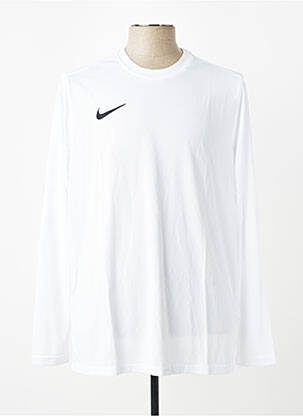T-marškinys centrinė iškirptė ilgos rankovės baltas NIKE vyras