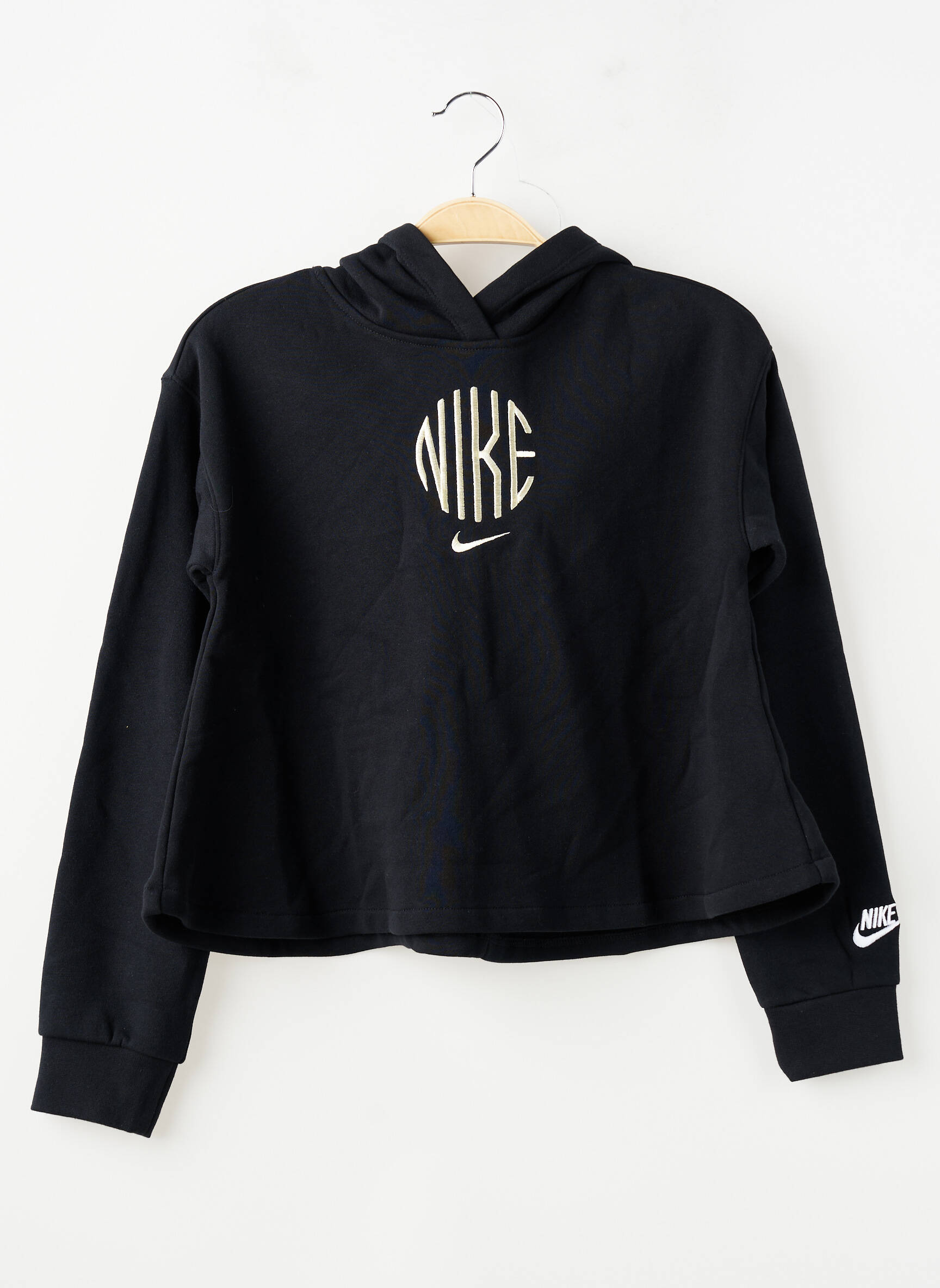 Kapišonas siuvinėjimas ilgos rankovės juodas NIKE mergina