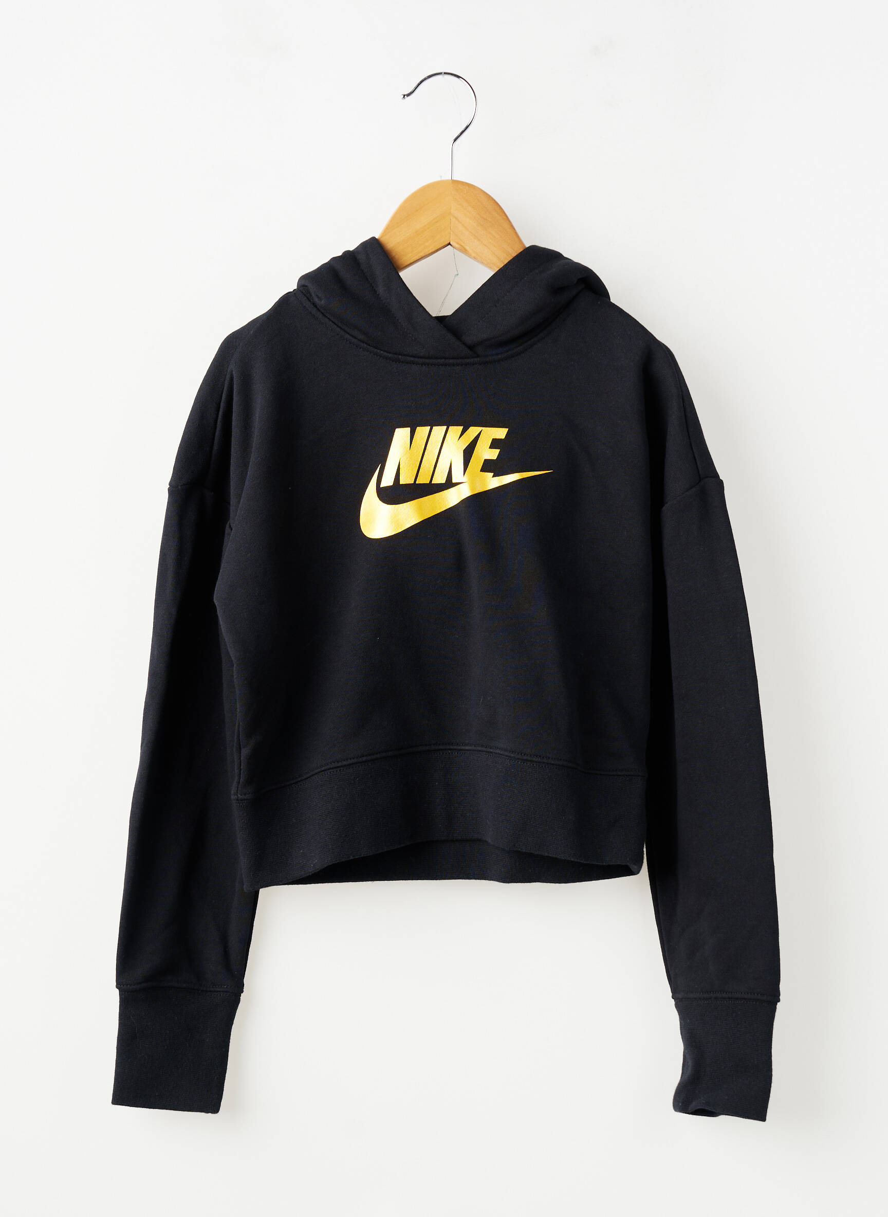 Kapišonas tiesi kirpimas ilgos rankovės juodas NIKE mergina