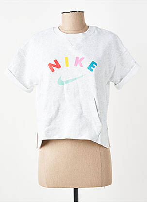 T-marškinys tiesi kirpimas trumpas rankovės pilka NIKE mergina