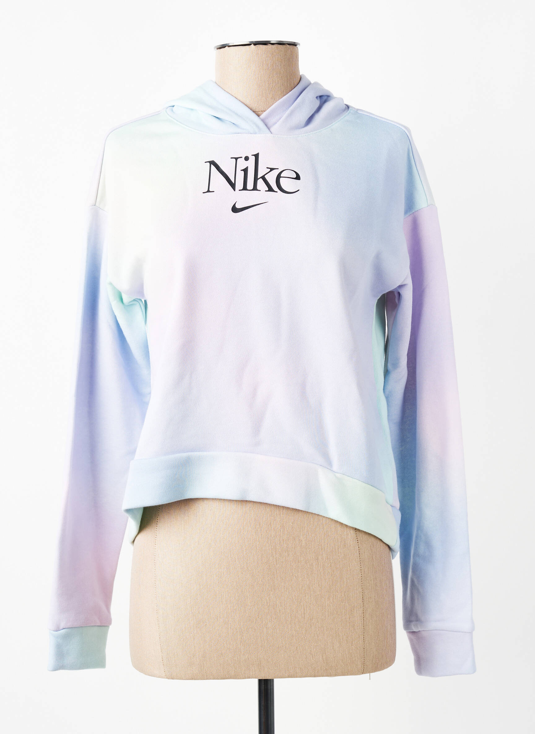Kapišonas tiesi kirpimas ilgos rankovės mėlyna NIKE mergina
