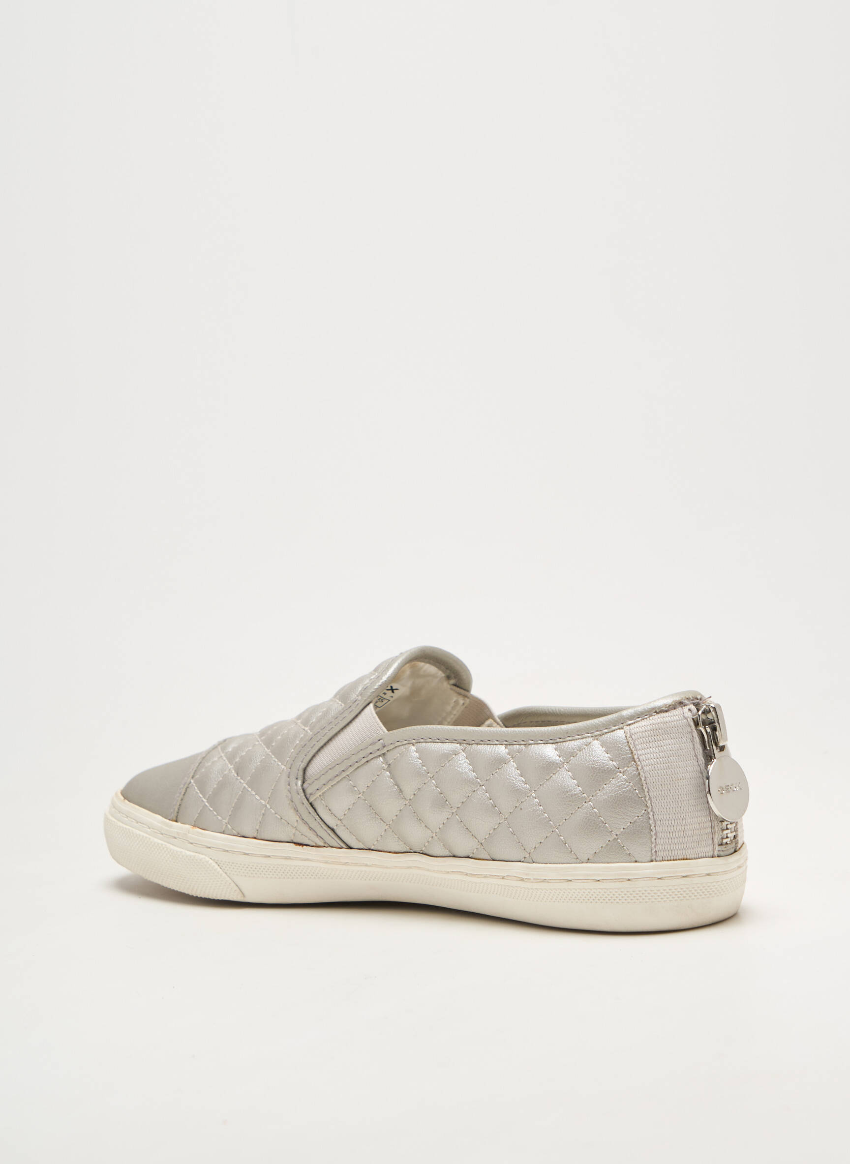 Slip-on batai satino audinys plokščias kulnas iki 3 cm sidabrinė GEOX moteris