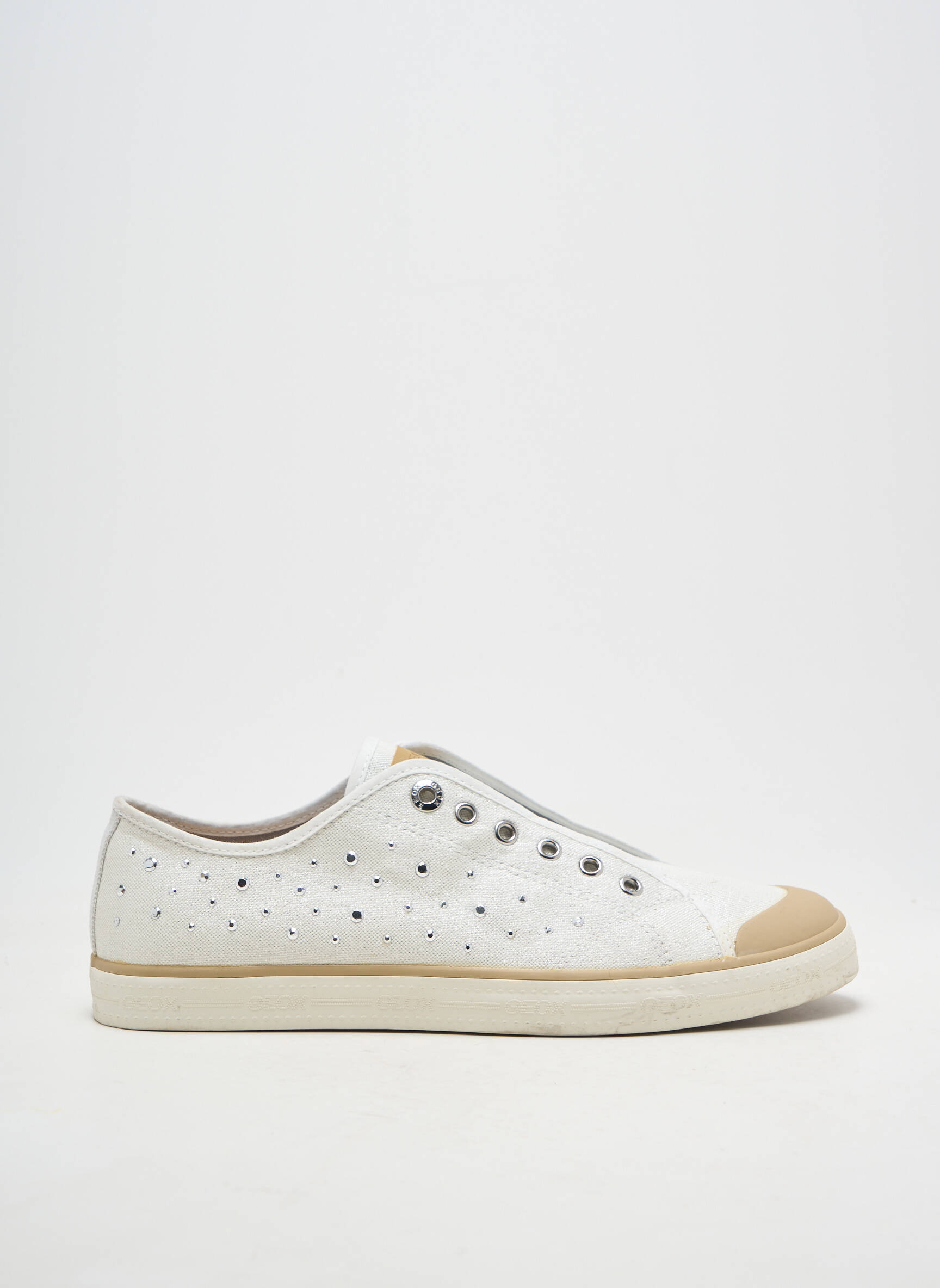 Slip-on batai satino audinys plokščias kulnas iki 3 cm sidabrinė GEOX moteris