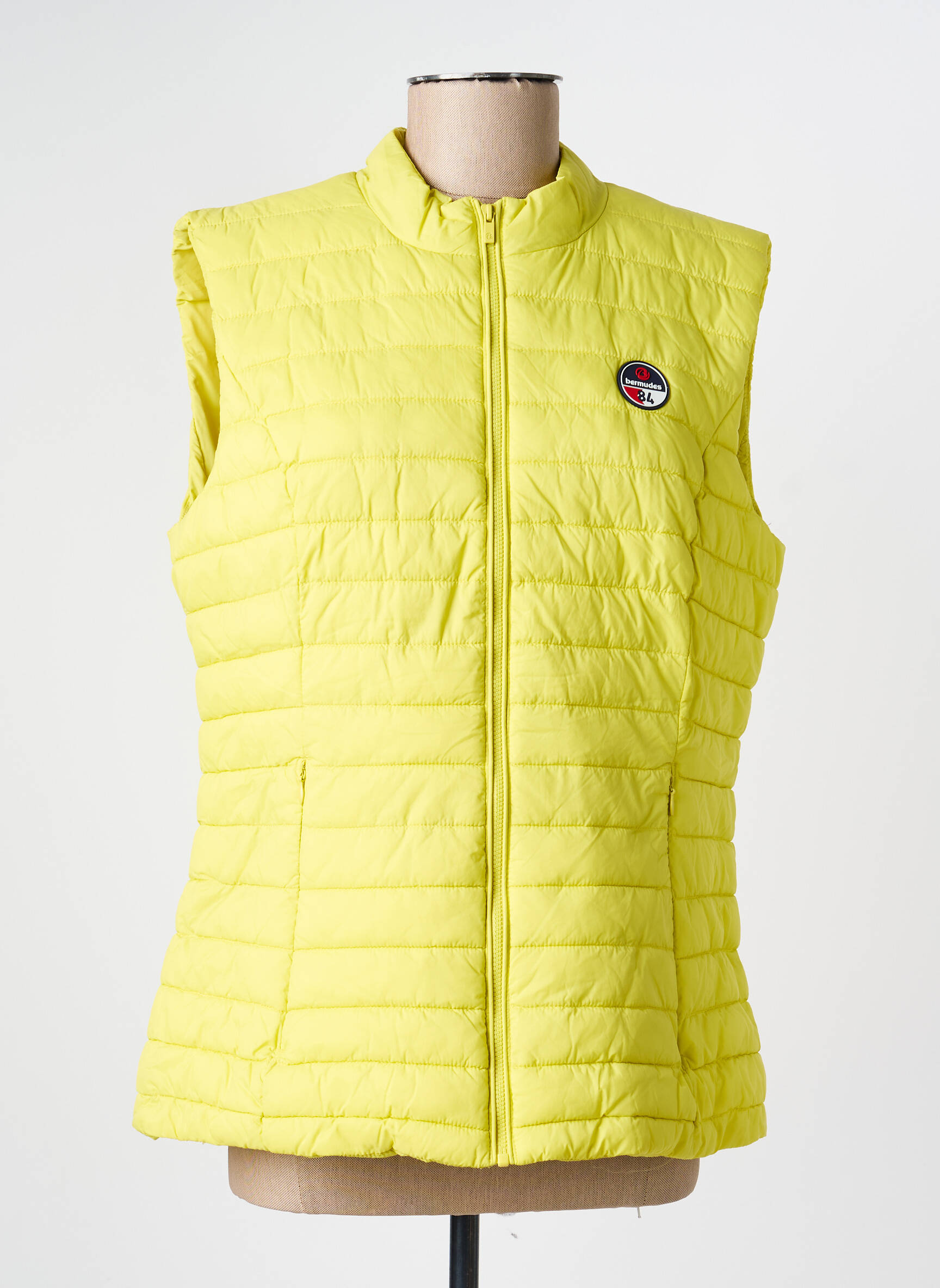 Pūkinė striukė kišenės be gobtuvų geltona BERMUDES moteris