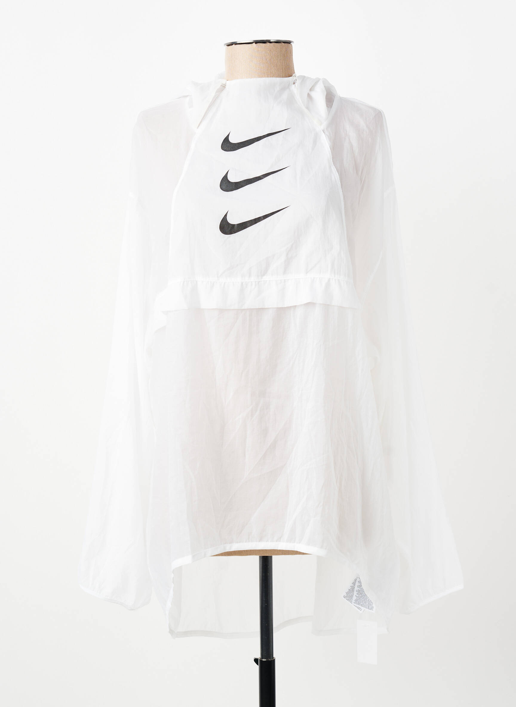 Vėjo nepraleidėjas ilgos rankovės su gobtuvu baltas NIKE moteris