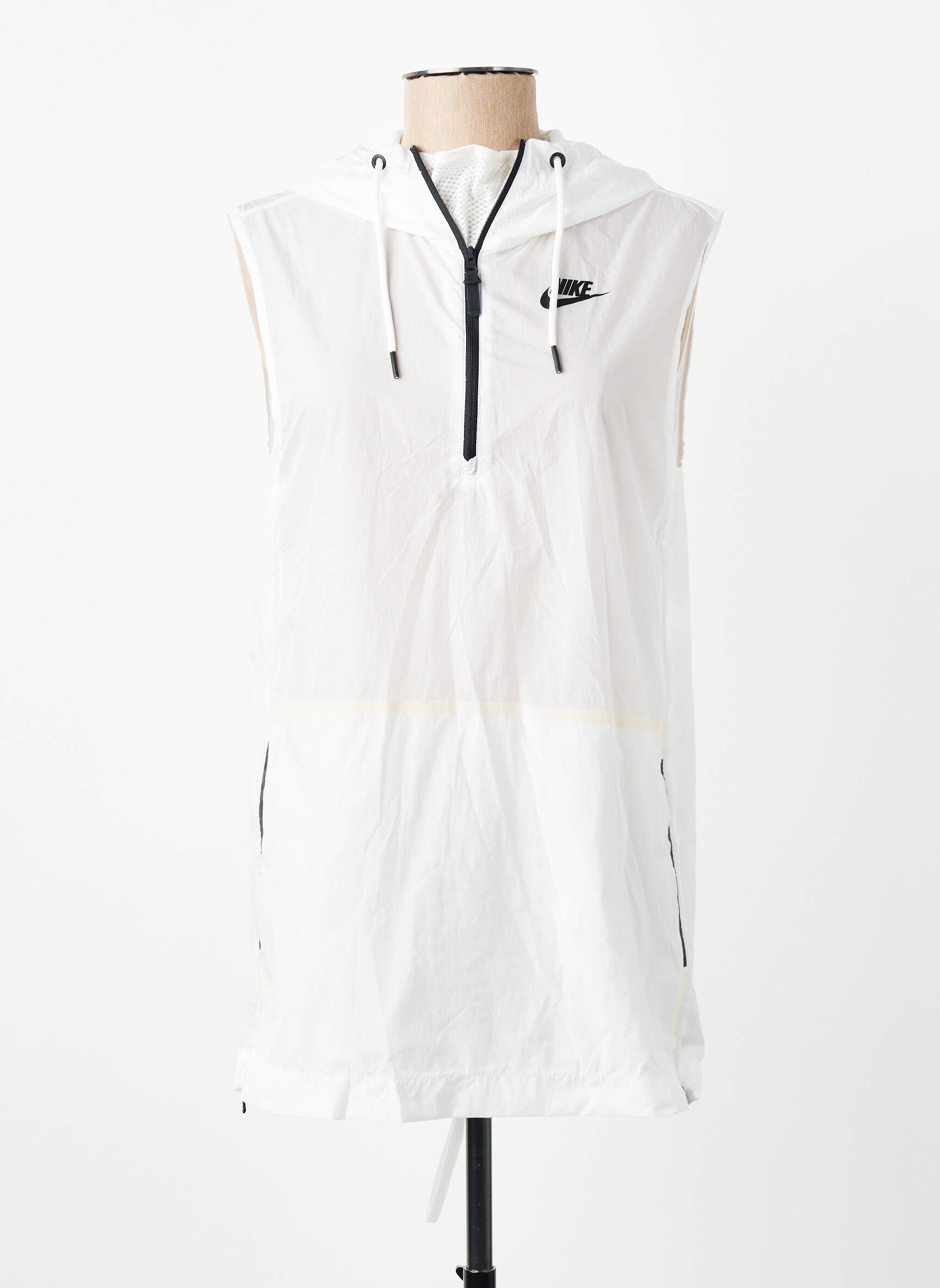 Vėjo nepraleidėjas priekinis užtrauktukas su gobtuvu baltas NIKE moteris