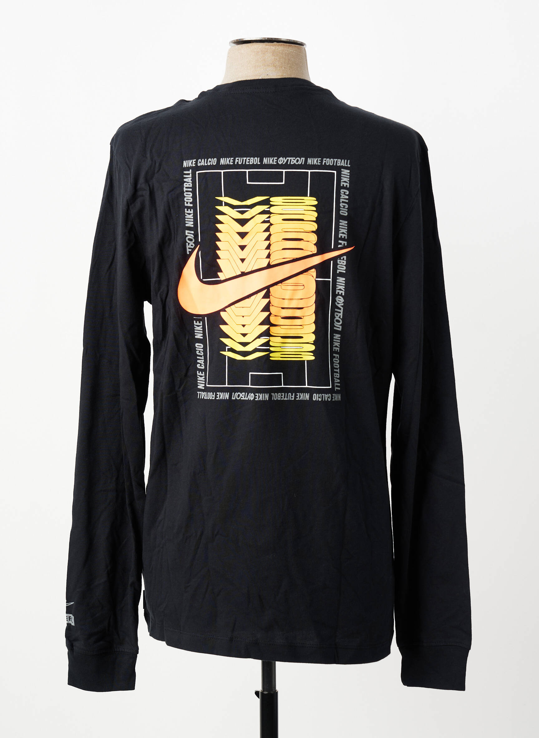 T-marškinys centrinė iškirptė ilgos rankovės juodas NIKE vyras