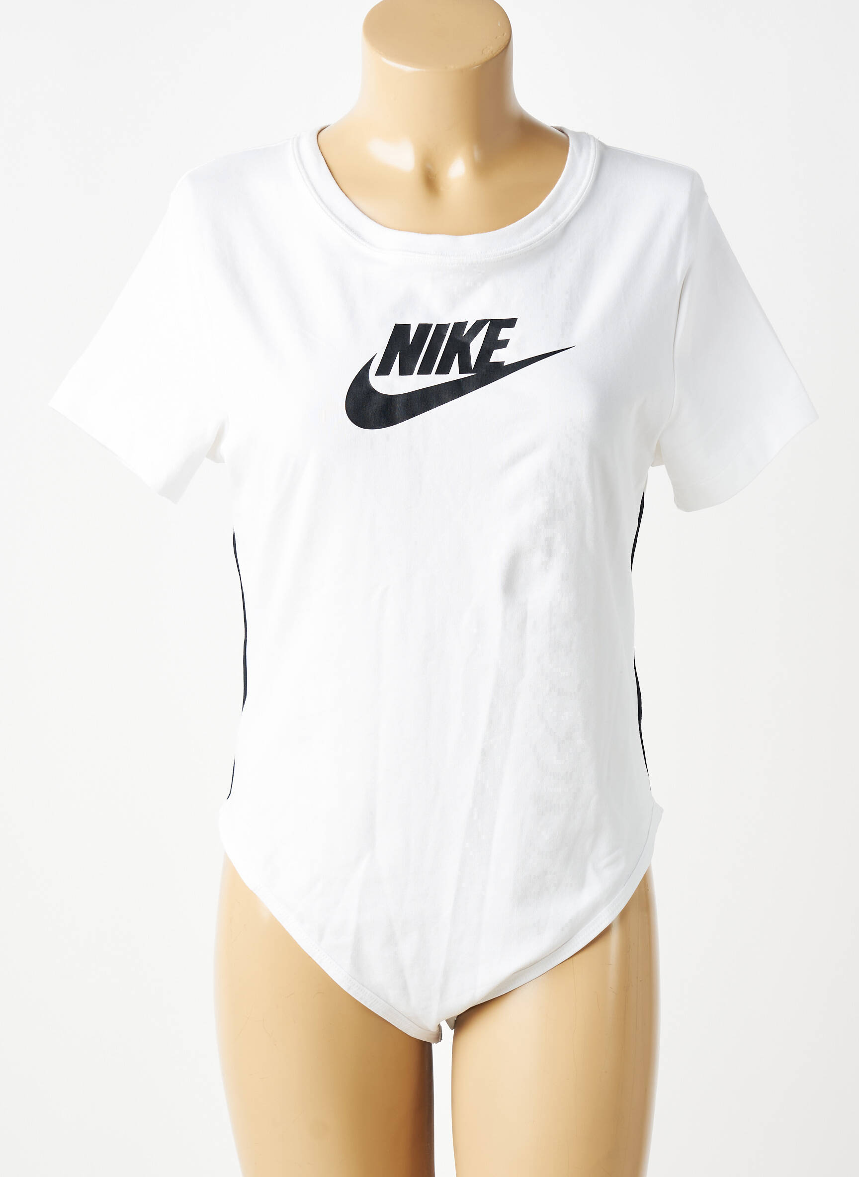 Kūno kostiumas apvalus kaklas trumpas rankovės baltas NIKE moteris