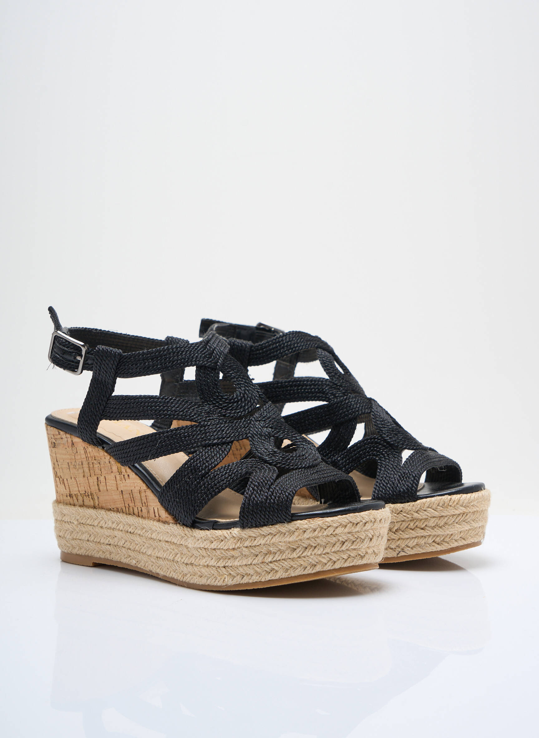 Espadrilės amortizuojančios pado tipas kulnas nuo 7 iki 9 cm juodas MANO moteris
