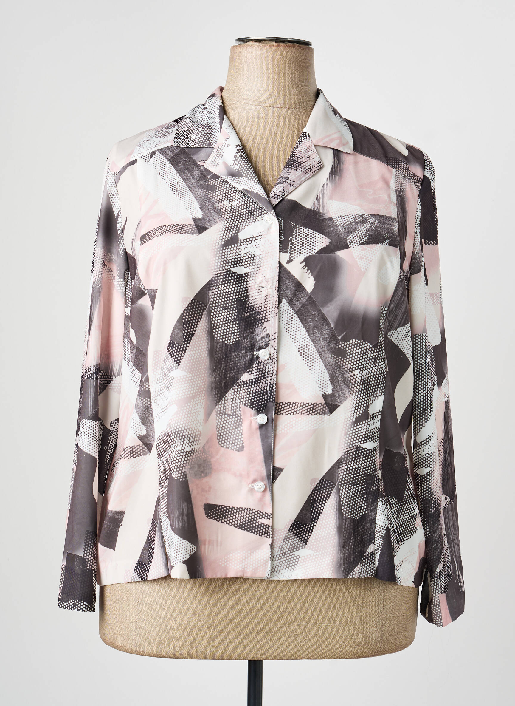 Moteriškas marškinys fantazijos raštas ilgos rankovės pilka GEVANA moteris