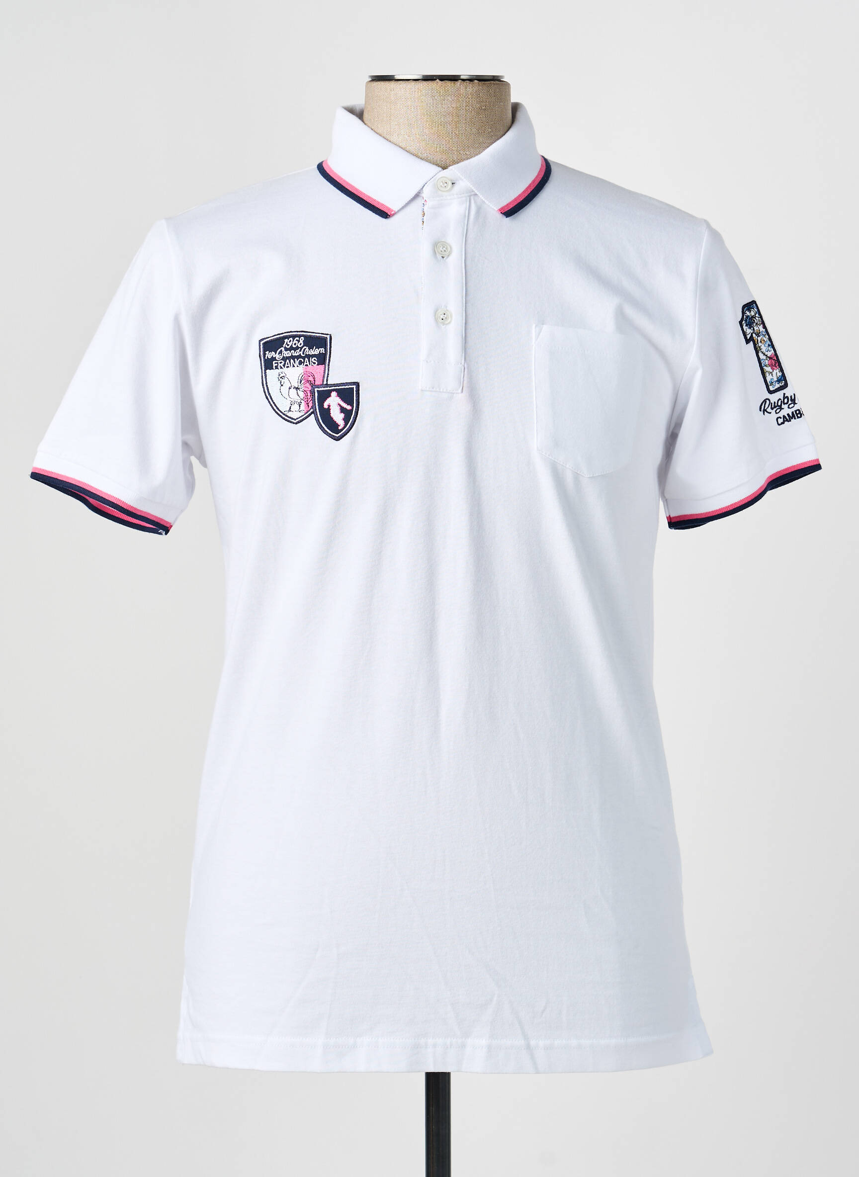 Polo jersey audinys trumpas rankovės baltas CAMBERABERO vyras