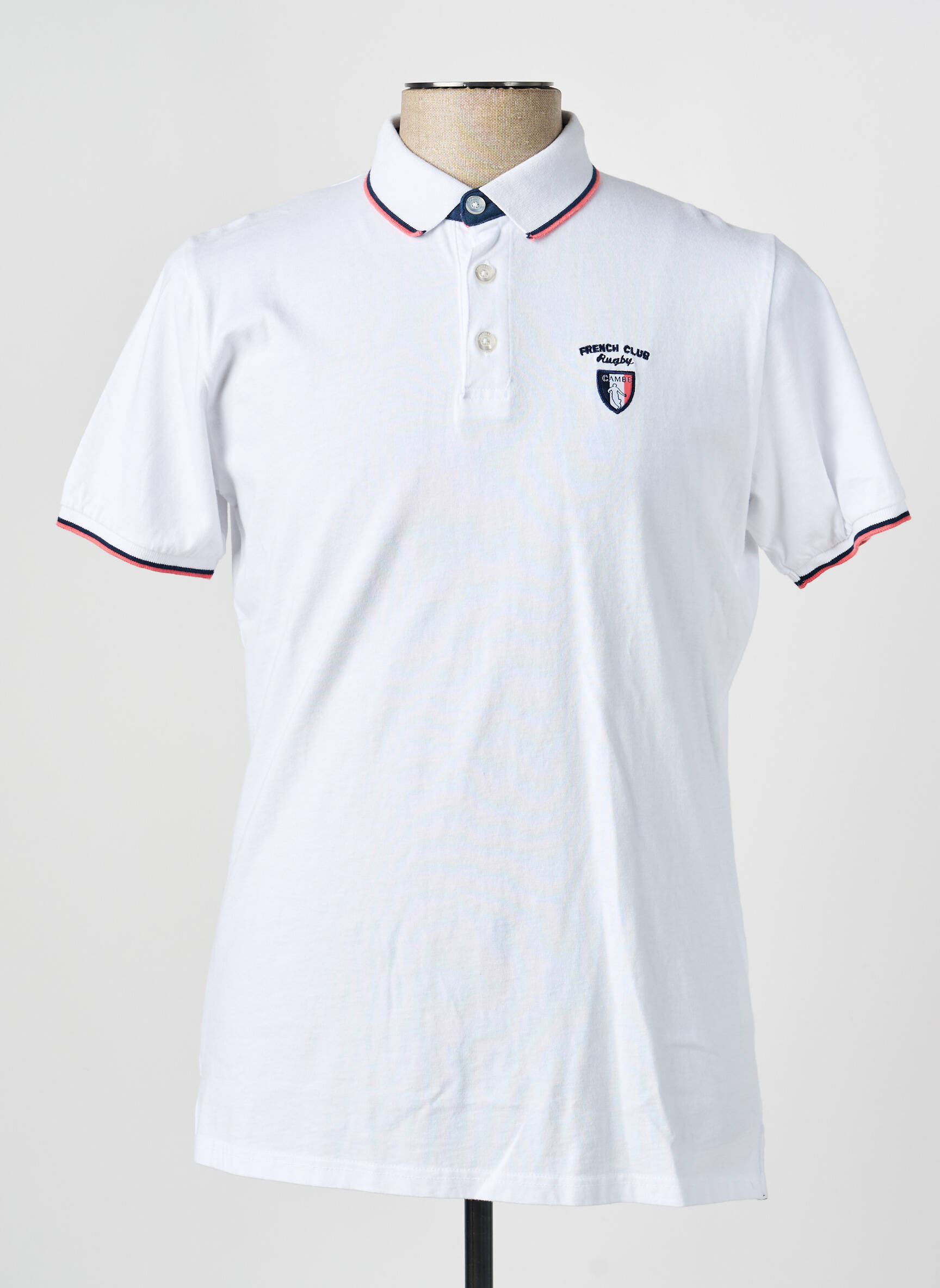 Polo jersey audinys trumpas rankovės baltas CAMBERABERO vyras