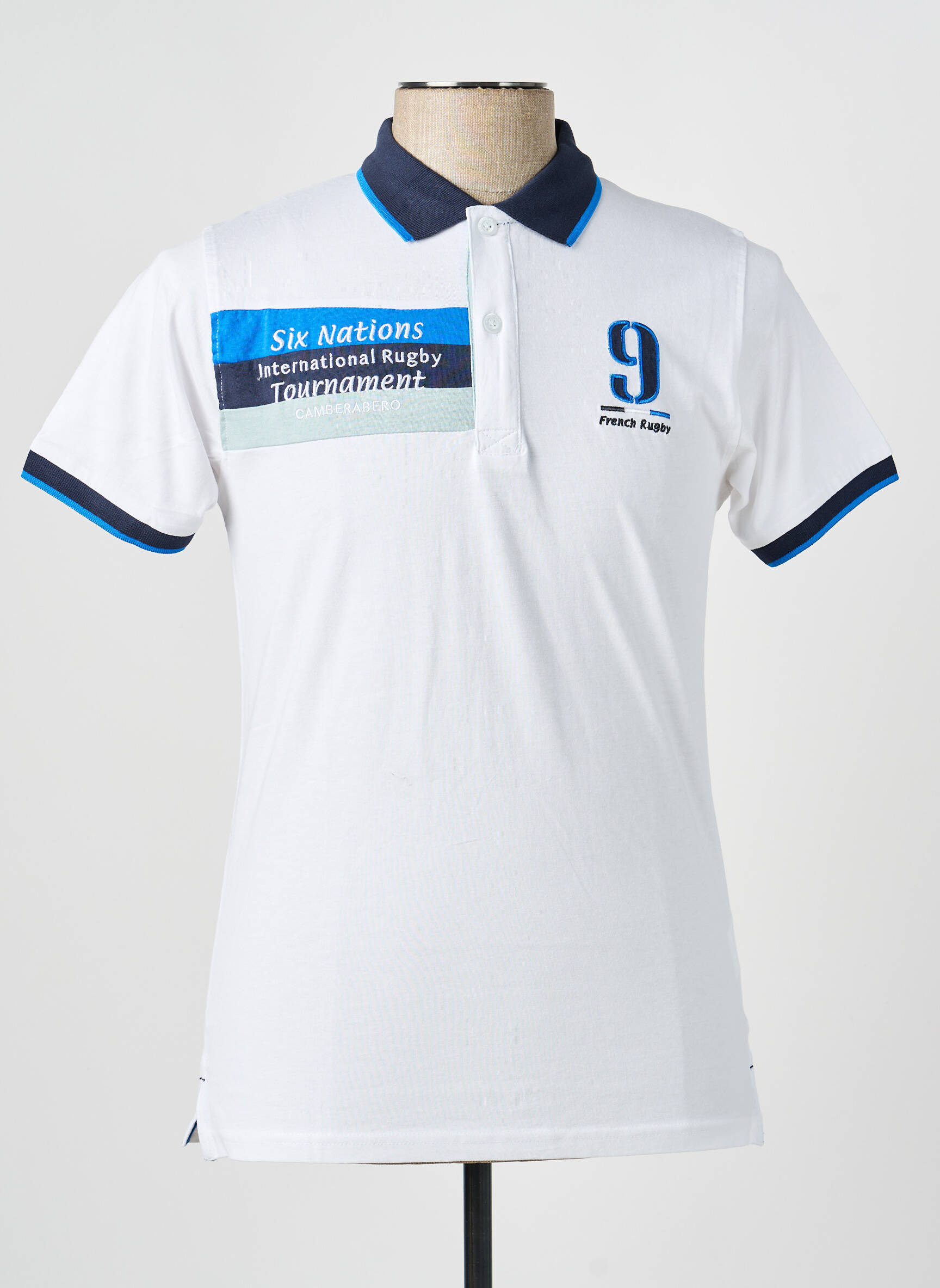 Polo jersey audinys trumpas rankovės baltas CAMBERABERO vyras