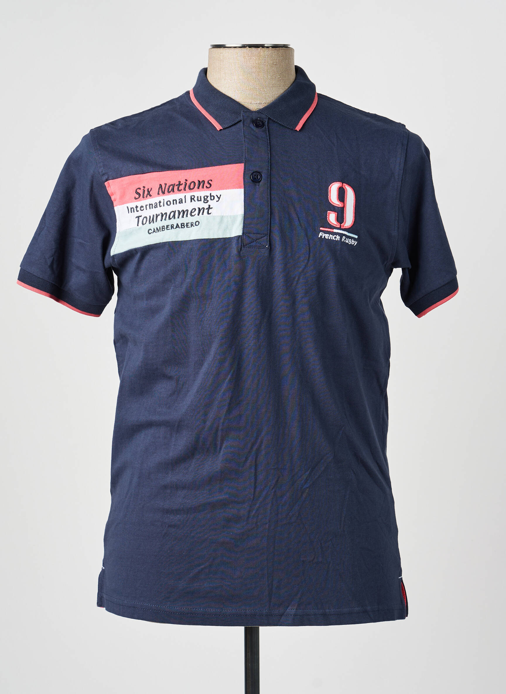 Polo jersey audinys trumpas rankovės mėlyna CAMBERABERO vyras