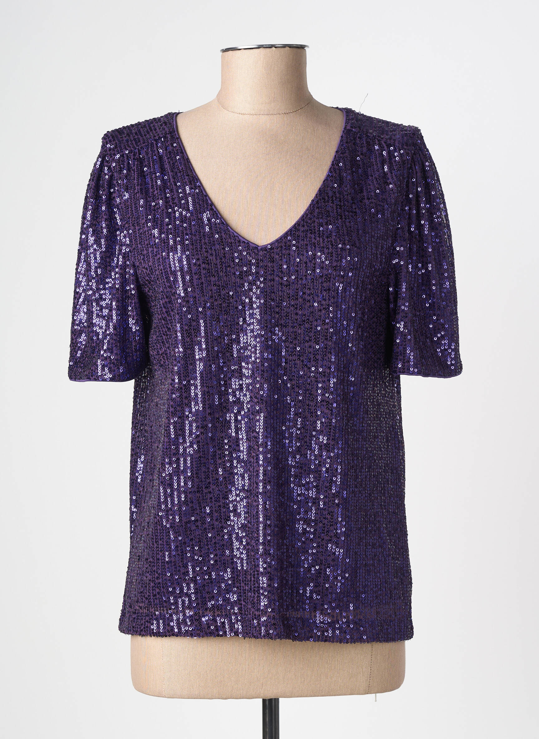 Viršūnė sklandi forma trumpas rankovės violetinis ICHI moteris