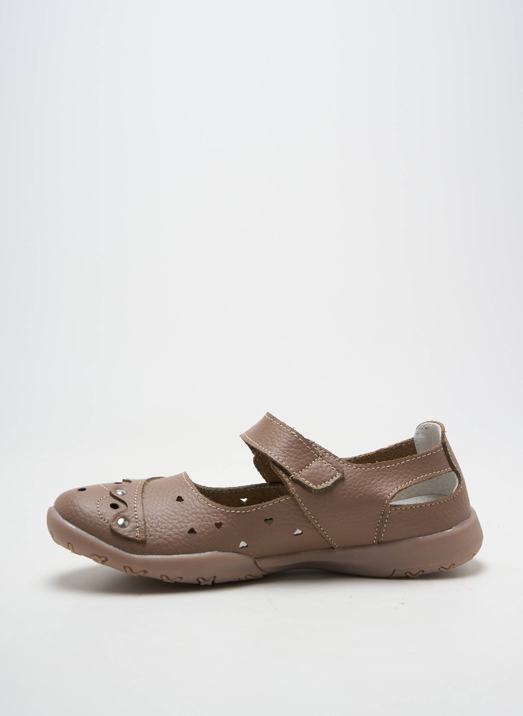 Balerinos velcro užsegimas plokščias kulnas iki 3 cm rudas ELITO moteris