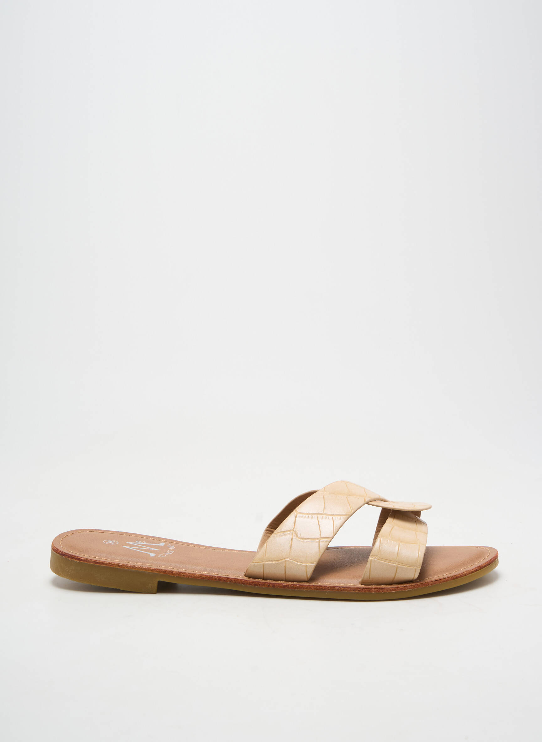 Mule/sabotai chiquet plokščias kulnas iki 3 cm bežinis CINK-ME moteris