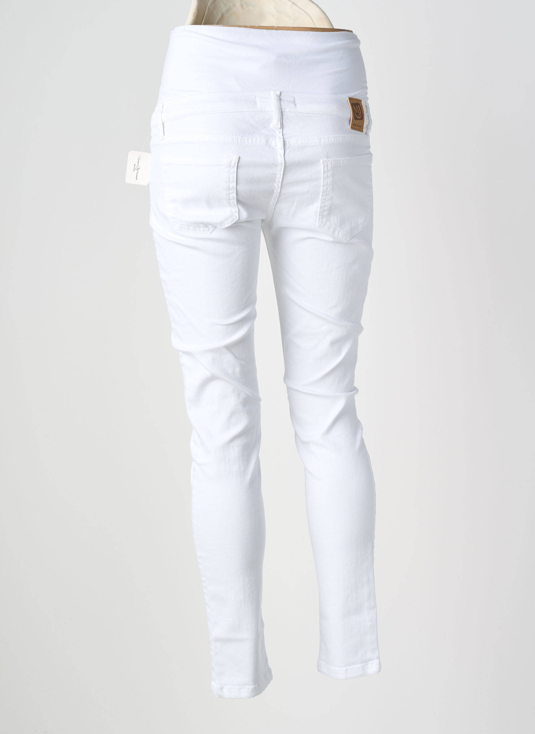 Nėštumo džinsai tamprumas baltas MAMA JEANS moteris