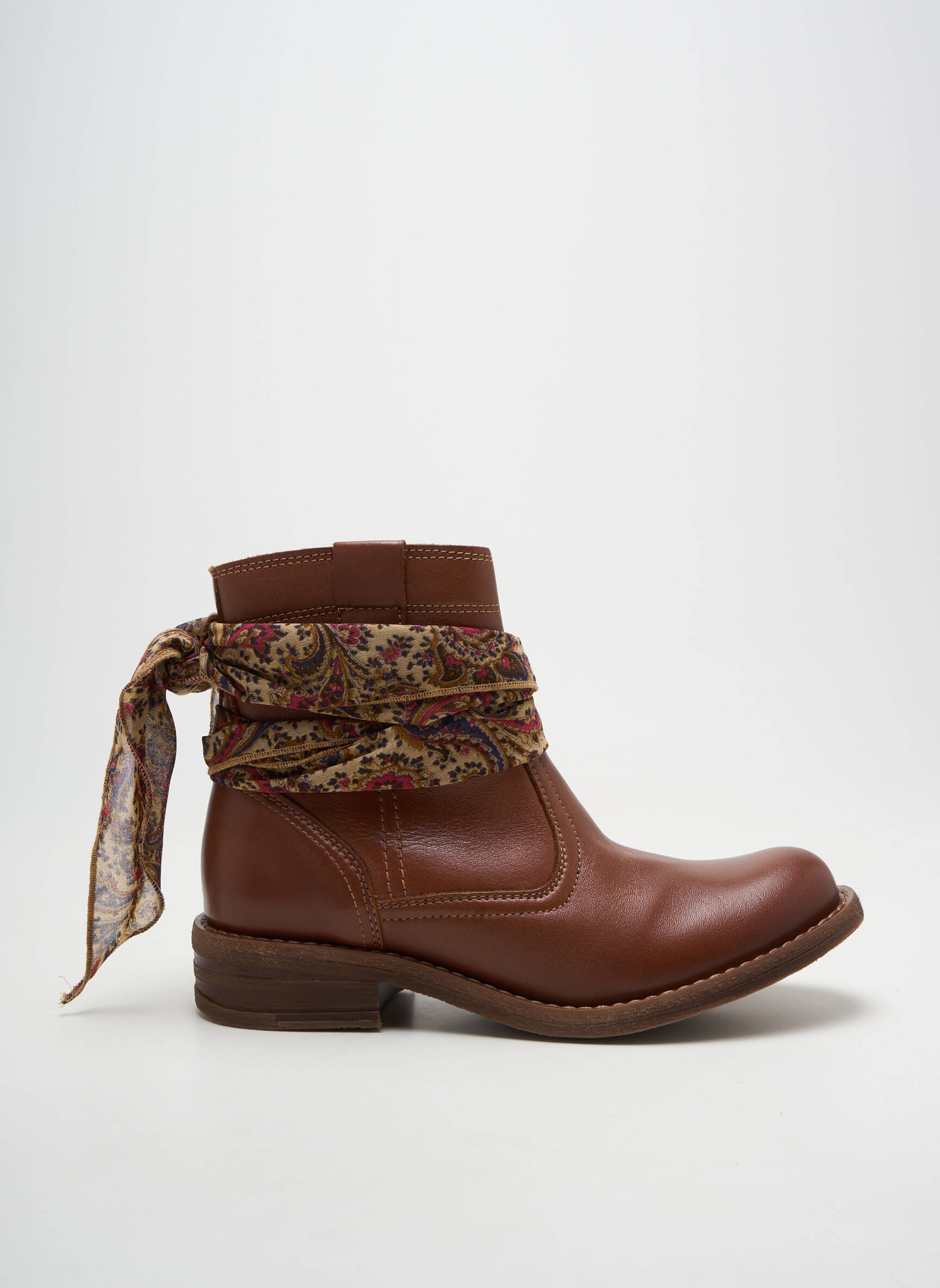 Batai/botai satino audinys plokščias kulnas iki 3 cm rudas W STYLE moteris