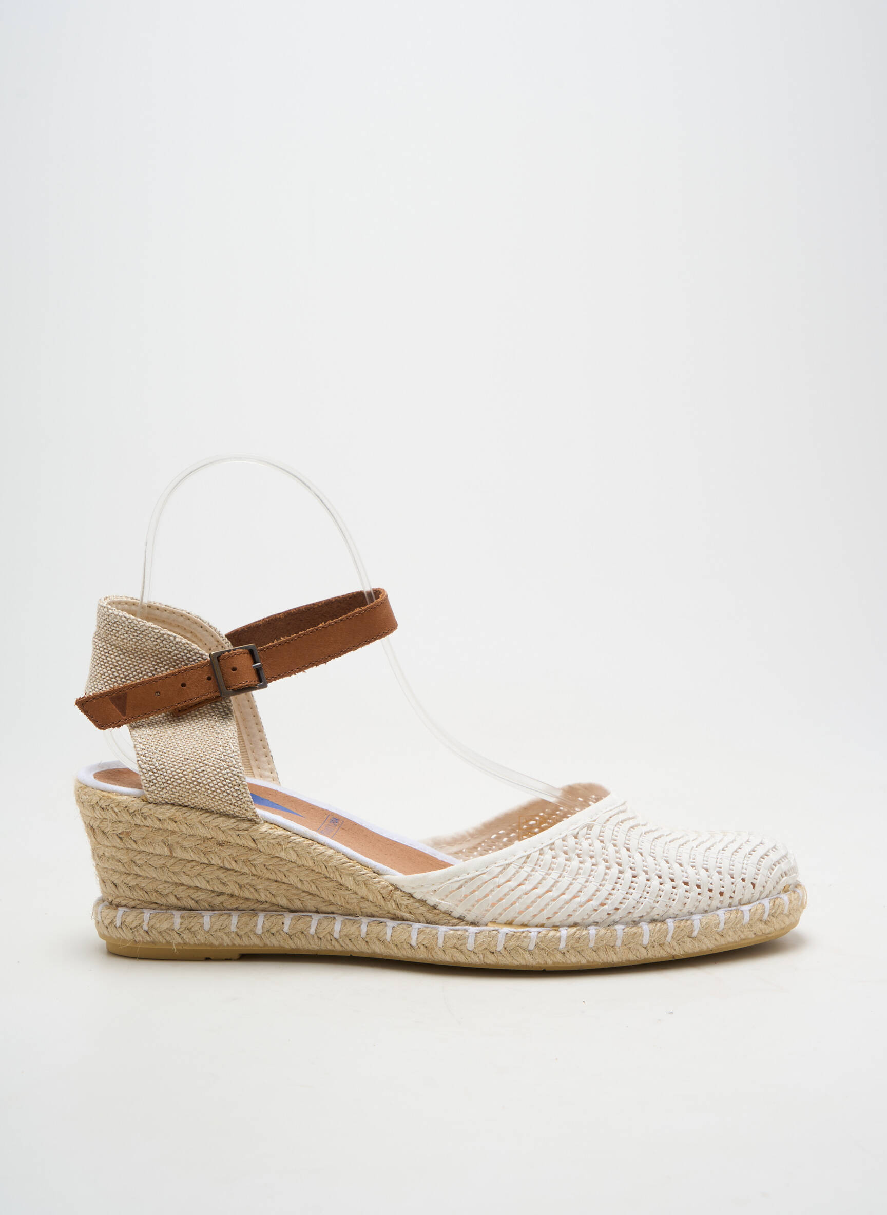 Espadrilės apvalus mygtukas kulnas nuo 4 iki 6 cm baltas VERBENAS moteris