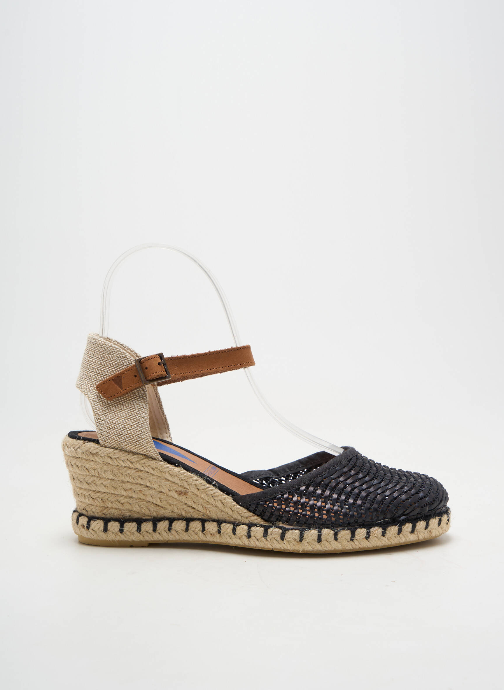 Espadrilės apvalus mygtukas kulnas nuo 4 iki 6 cm juodas VERBENAS moteris