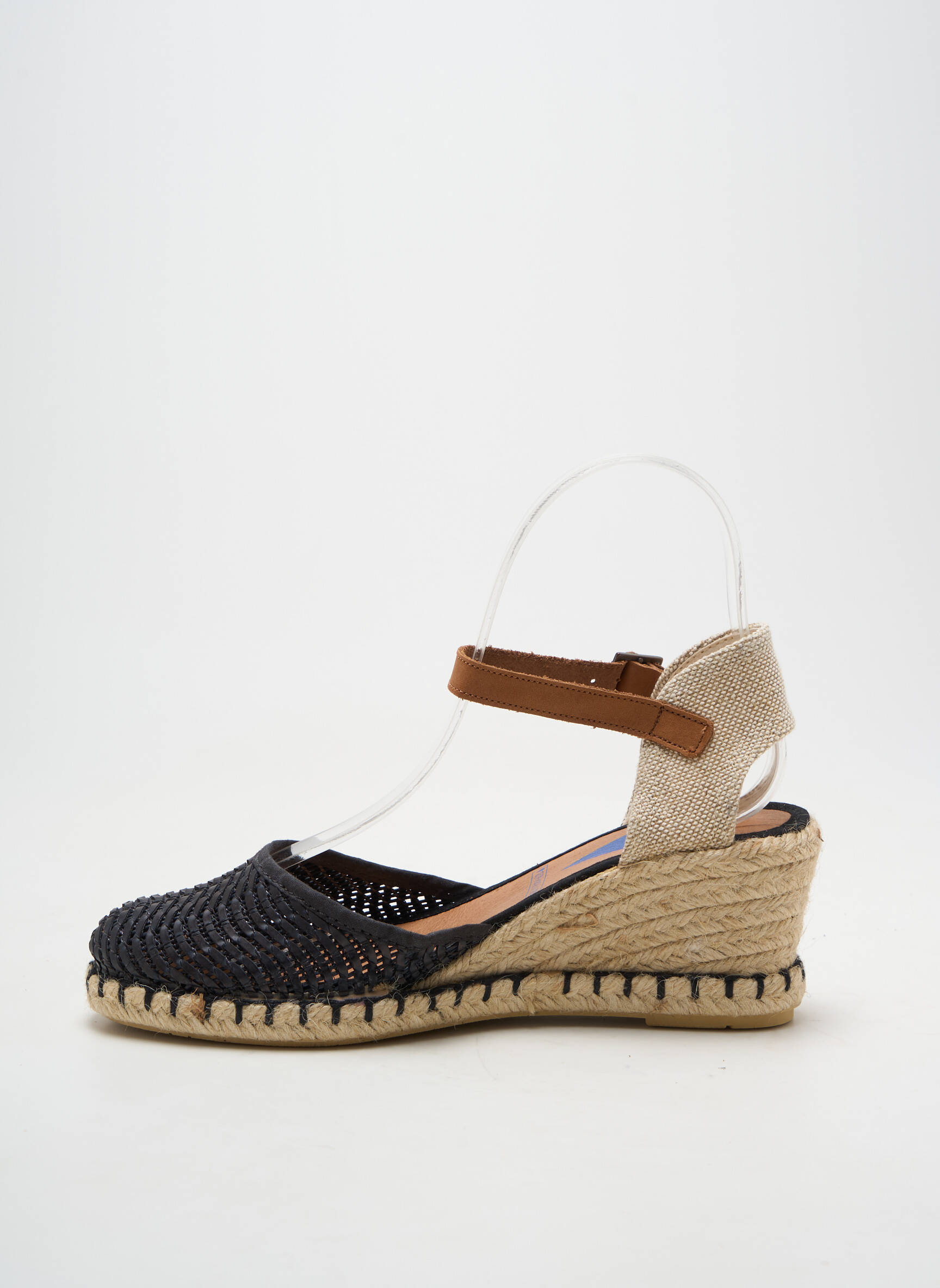 Espadrilės apvalus mygtukas kulnas nuo 4 iki 6 cm juodas VERBENAS moteris