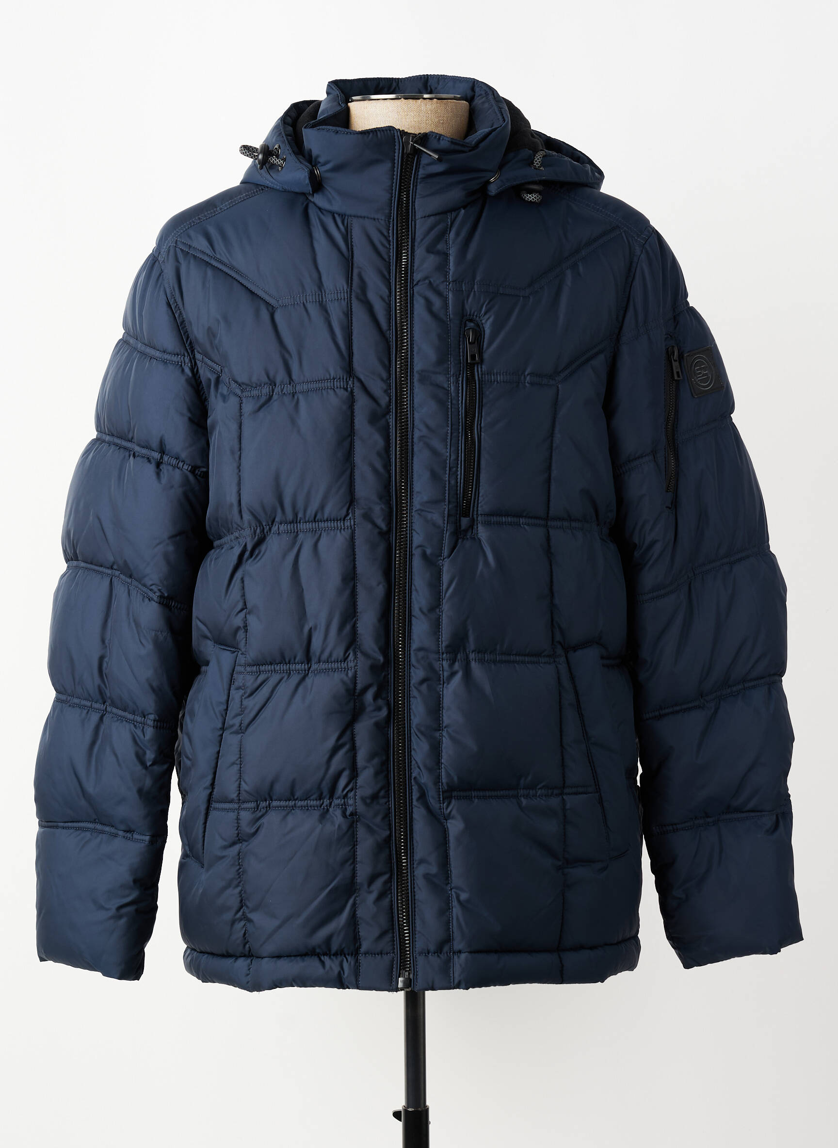 Pūkinė striukė ilgos rankovės su gobtuvu mėlyna S4 JACKETS vyras