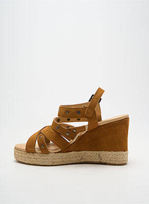 Espadrilės satino audinys kulnas nuo 7 iki 9 cm rudas MKD moteris
