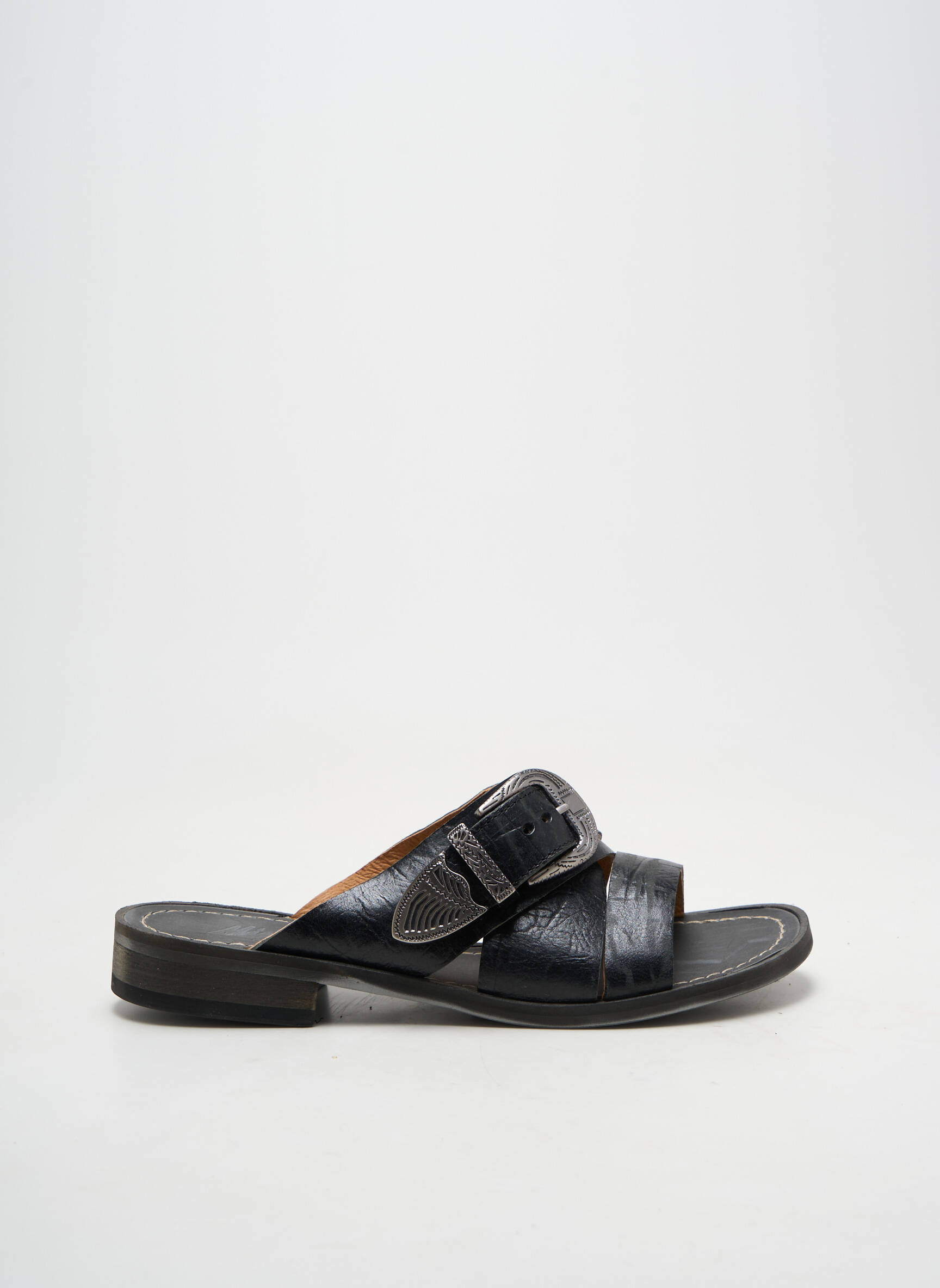 Mule/sabotai satino audinys plokščias kulnas iki 3 cm juodas MINKA DESIGN moteris