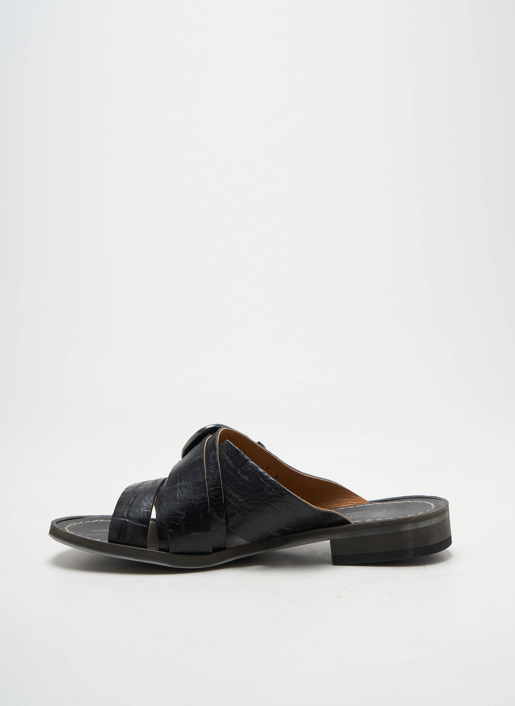 Mule/sabotai satino audinys plokščias kulnas iki 3 cm juodas MINKA DESIGN moteris