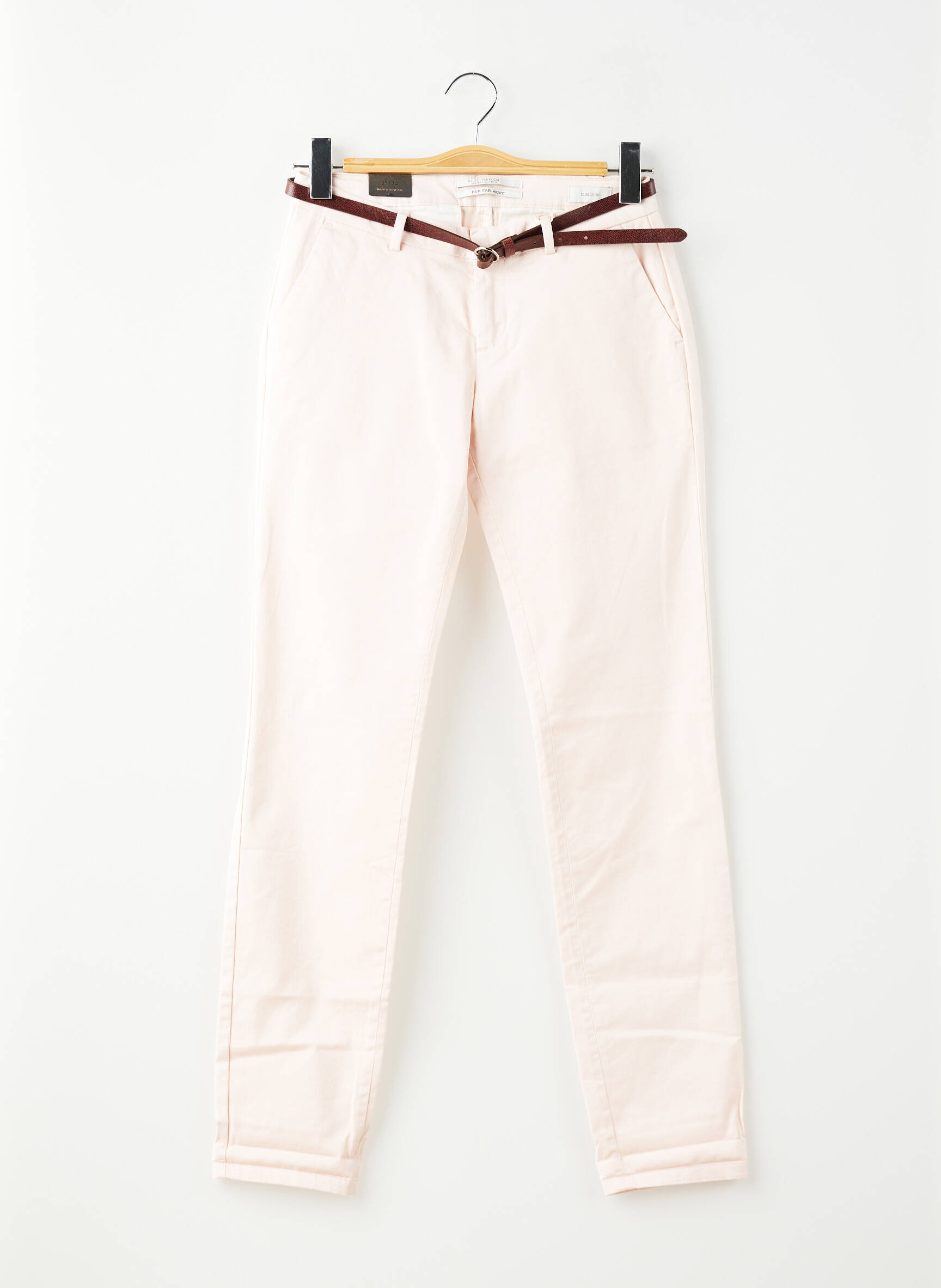 Chino kelnė popelinos audinys, kuris pasižymi lygiu ir tankiu paviršiumi. normala dydis rožinė SCOTCH & SODA moteris